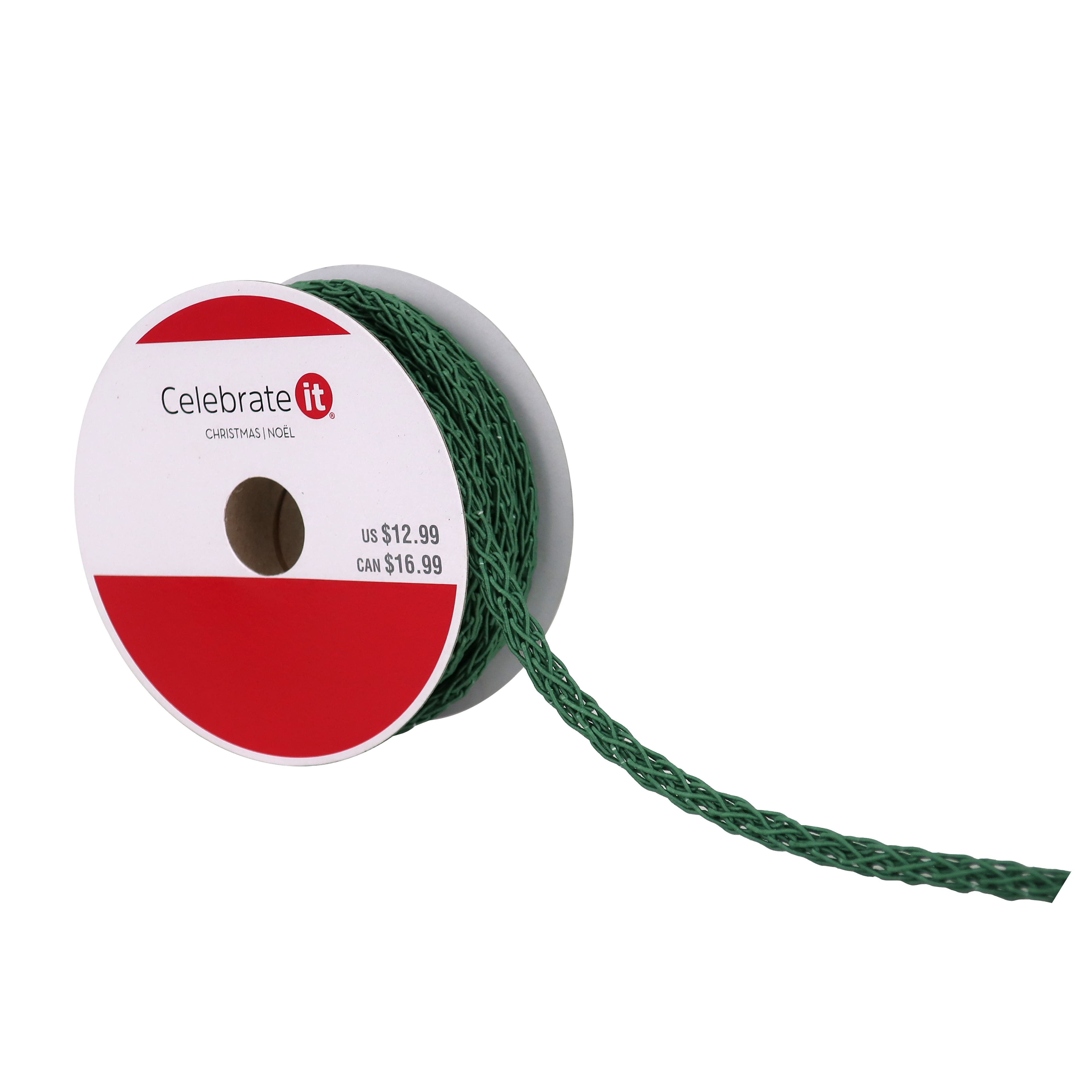 0.31&#x22; x 30ft. Sage Green Knit Trim Ribbon by Celebrate It&#xAE; Christmas