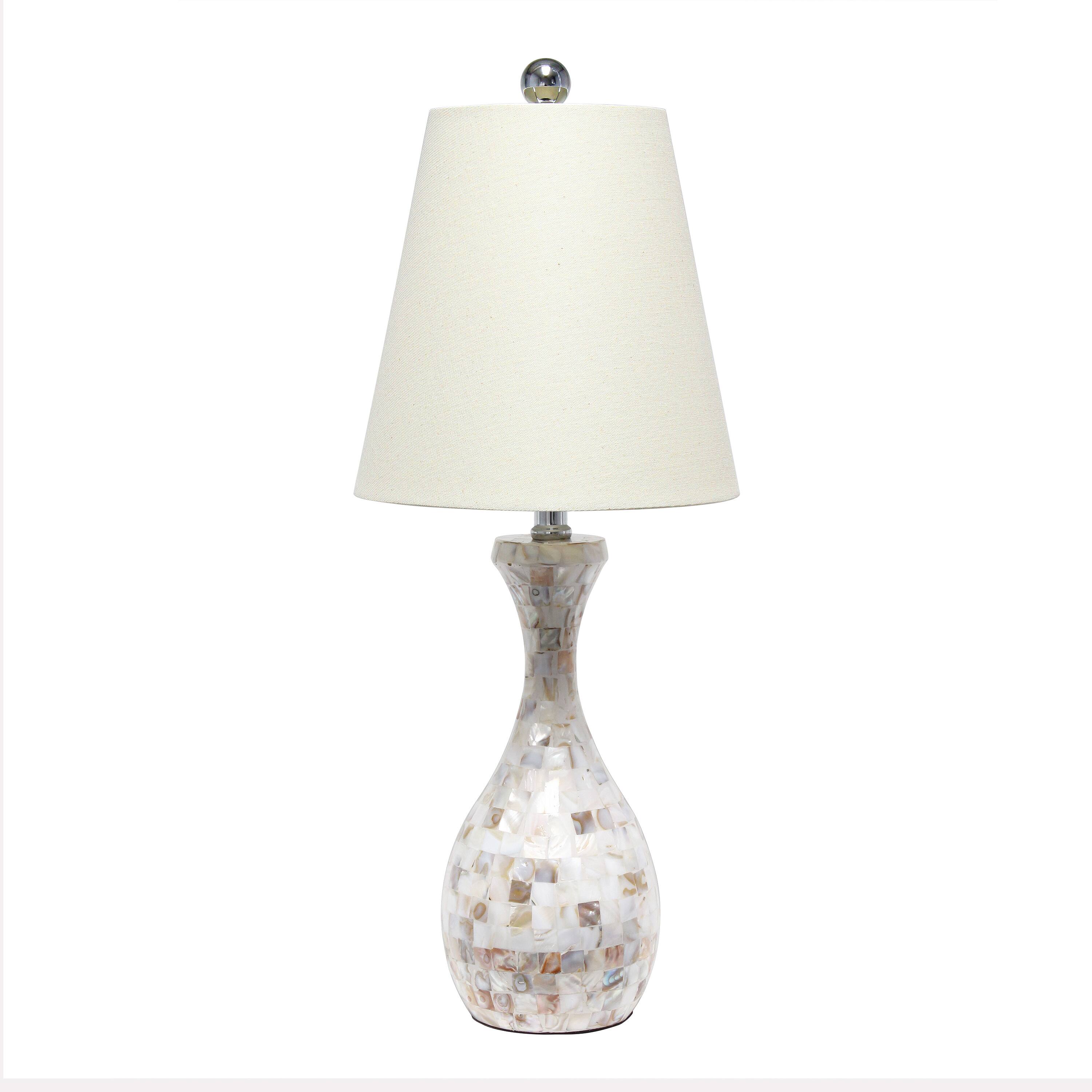 Lalia Home 25" Curved Mosaic Seashell Table Lamp with Chrome Accents