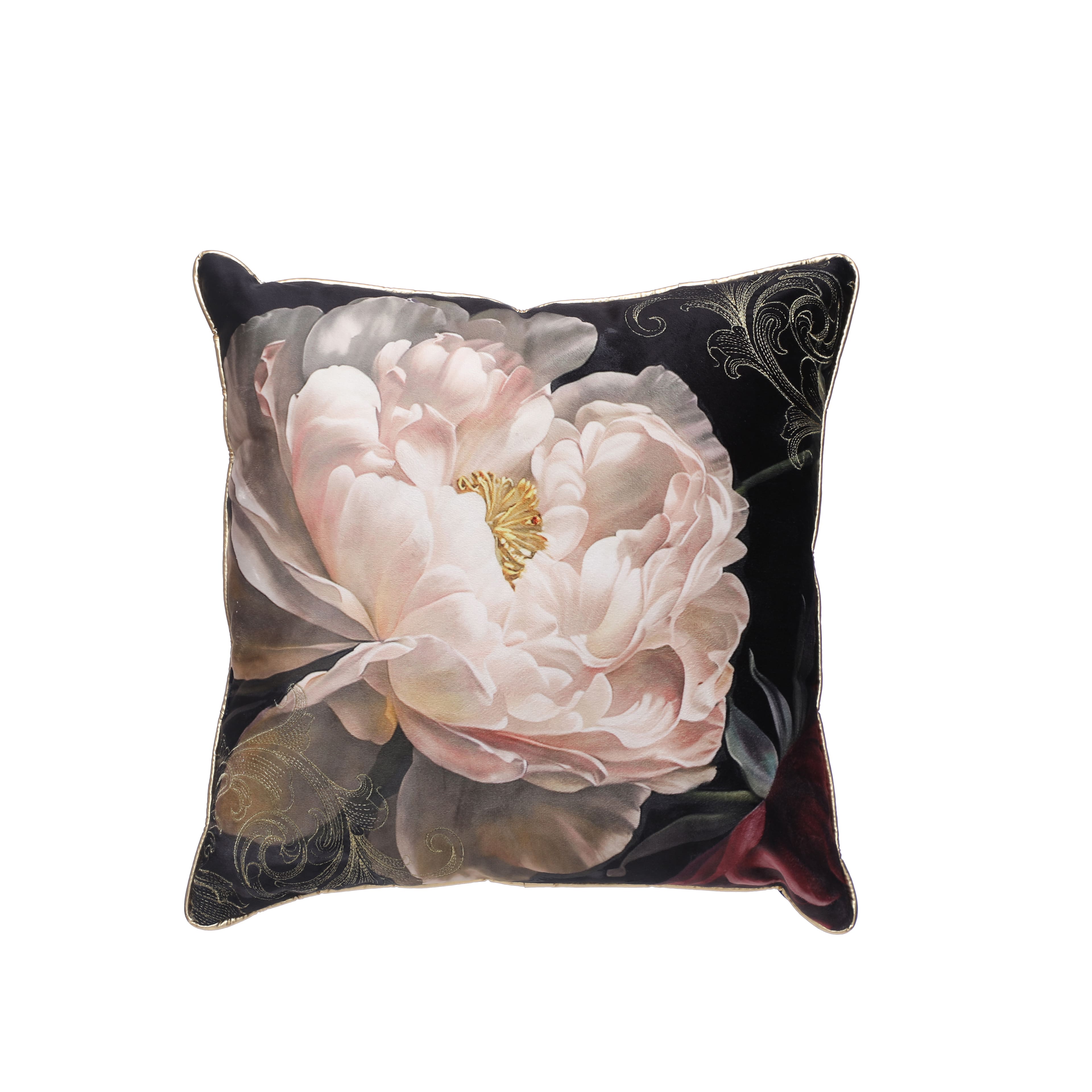 17&#x22; Pink &#x26; Black Flower Accent Pillow by Ashland&#xAE;