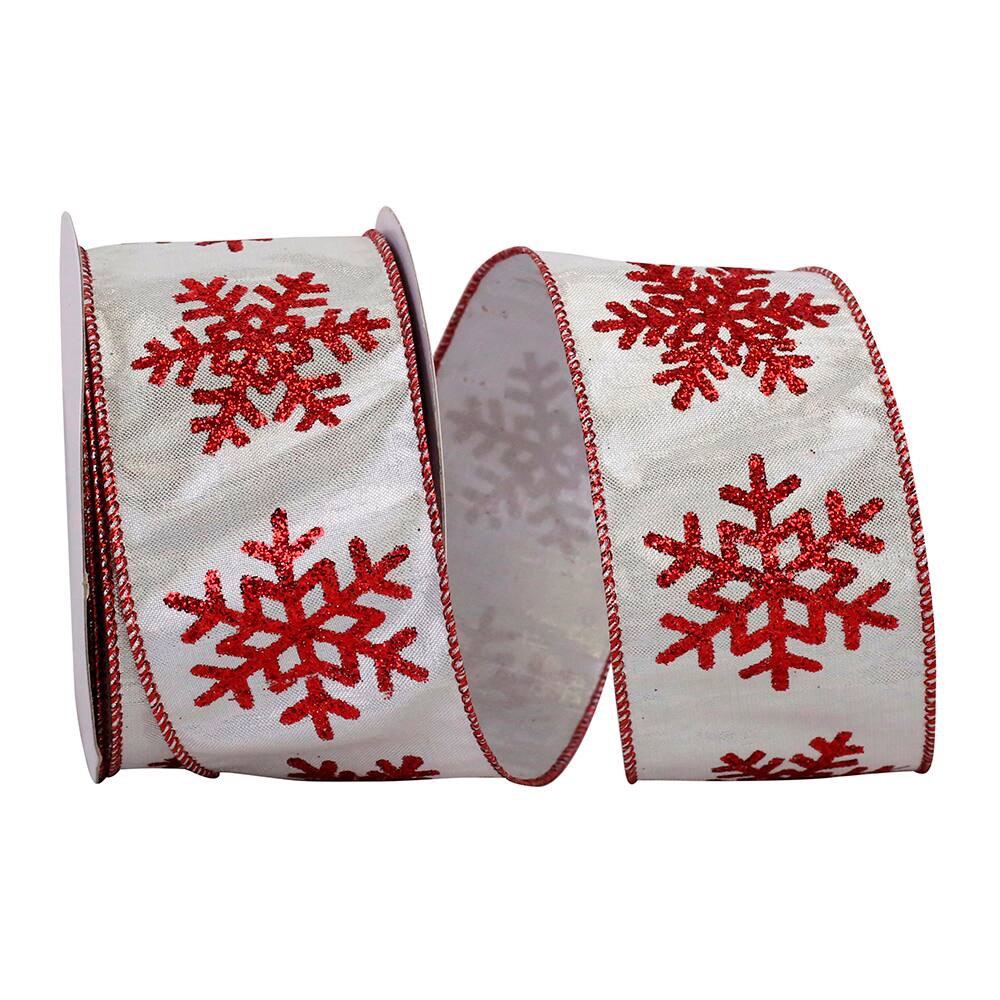 JAM Paper 2.5" x 10yd. Wired Glitter Snowflake Ribbon