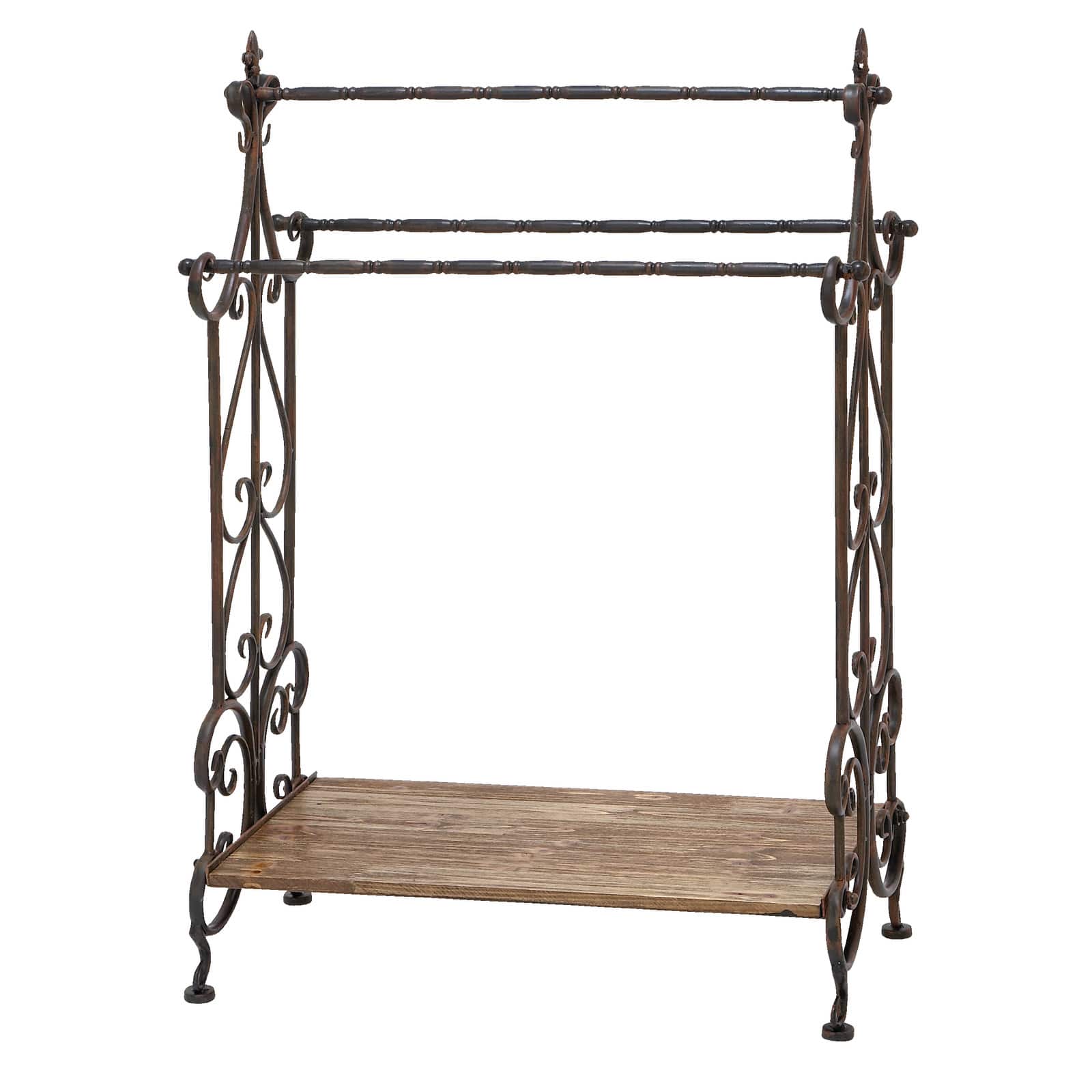 41'' Black Vintage Metal Towel Rack