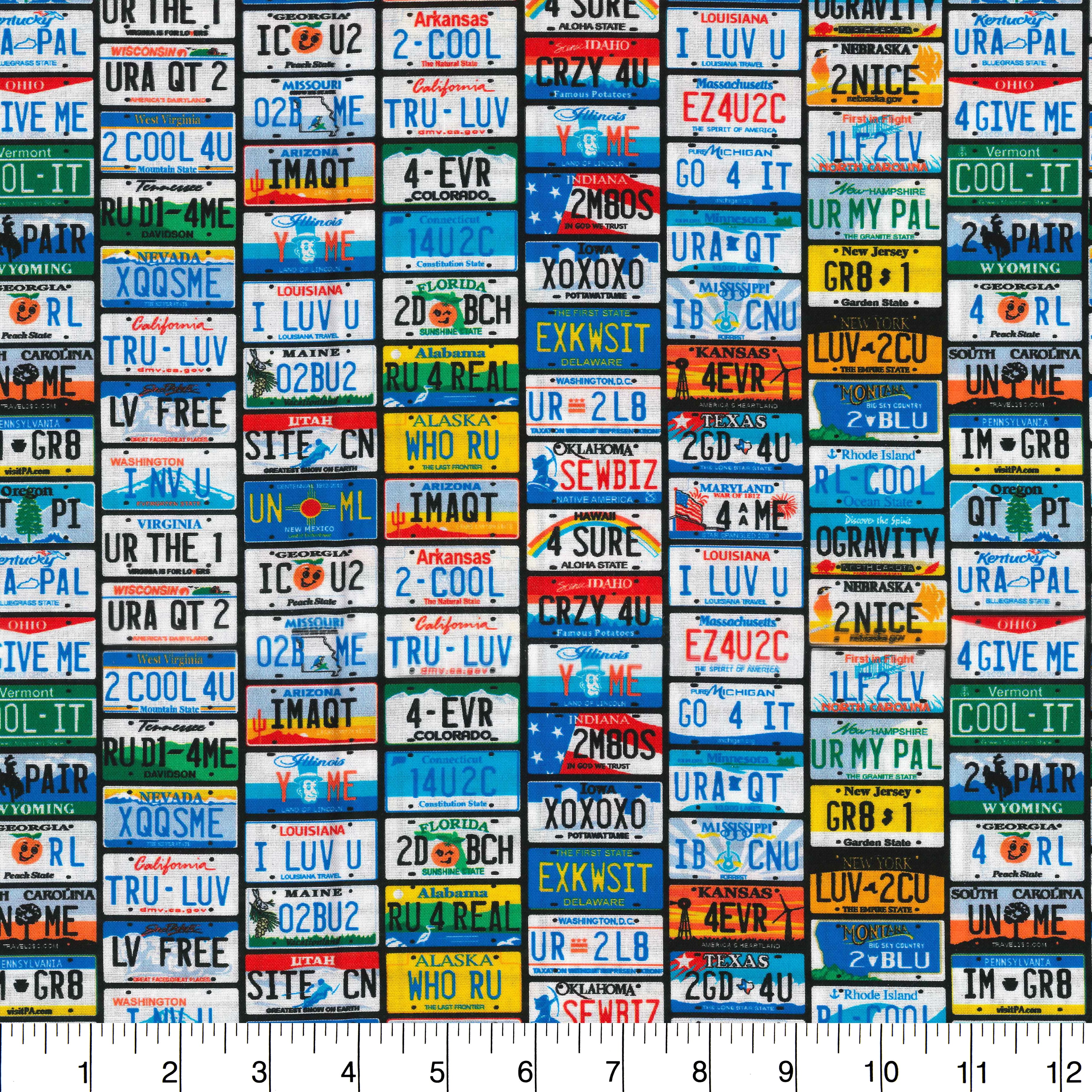 Fabric Traditions License Plates Cotton Fabric