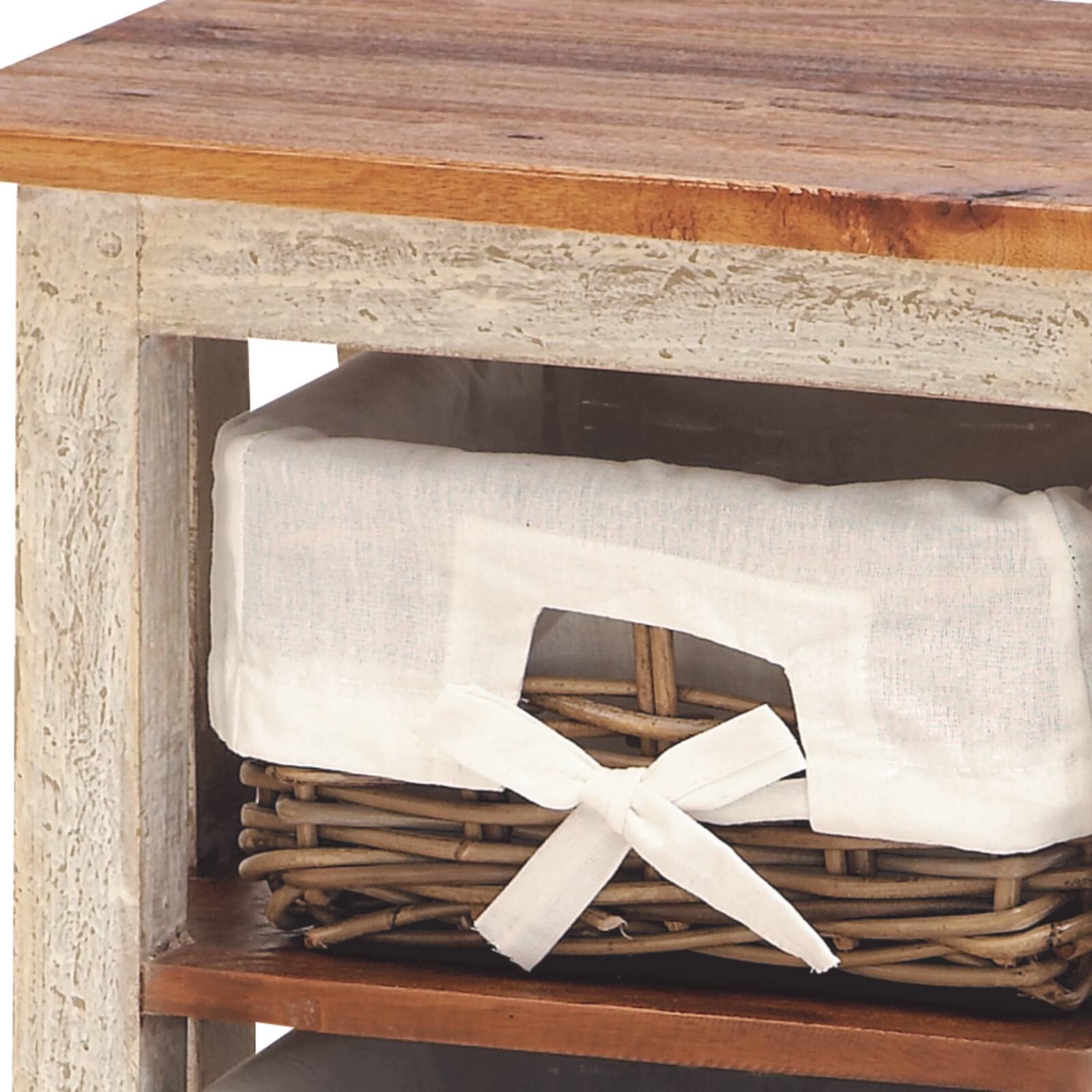 29&#x22; White Farmhouse Rattan Storage Unit