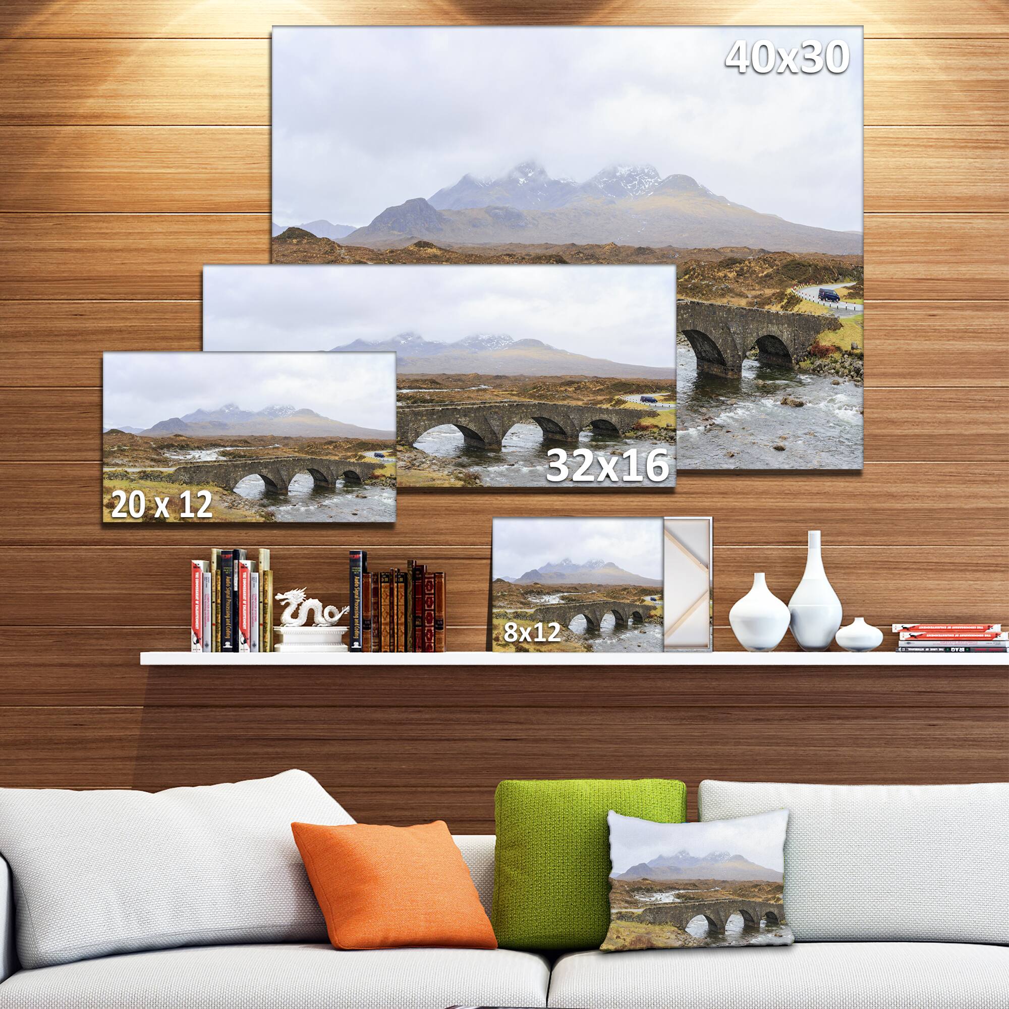 Designart - Sligachan Old Bridge Panorama - Landscape Artwork Canvas