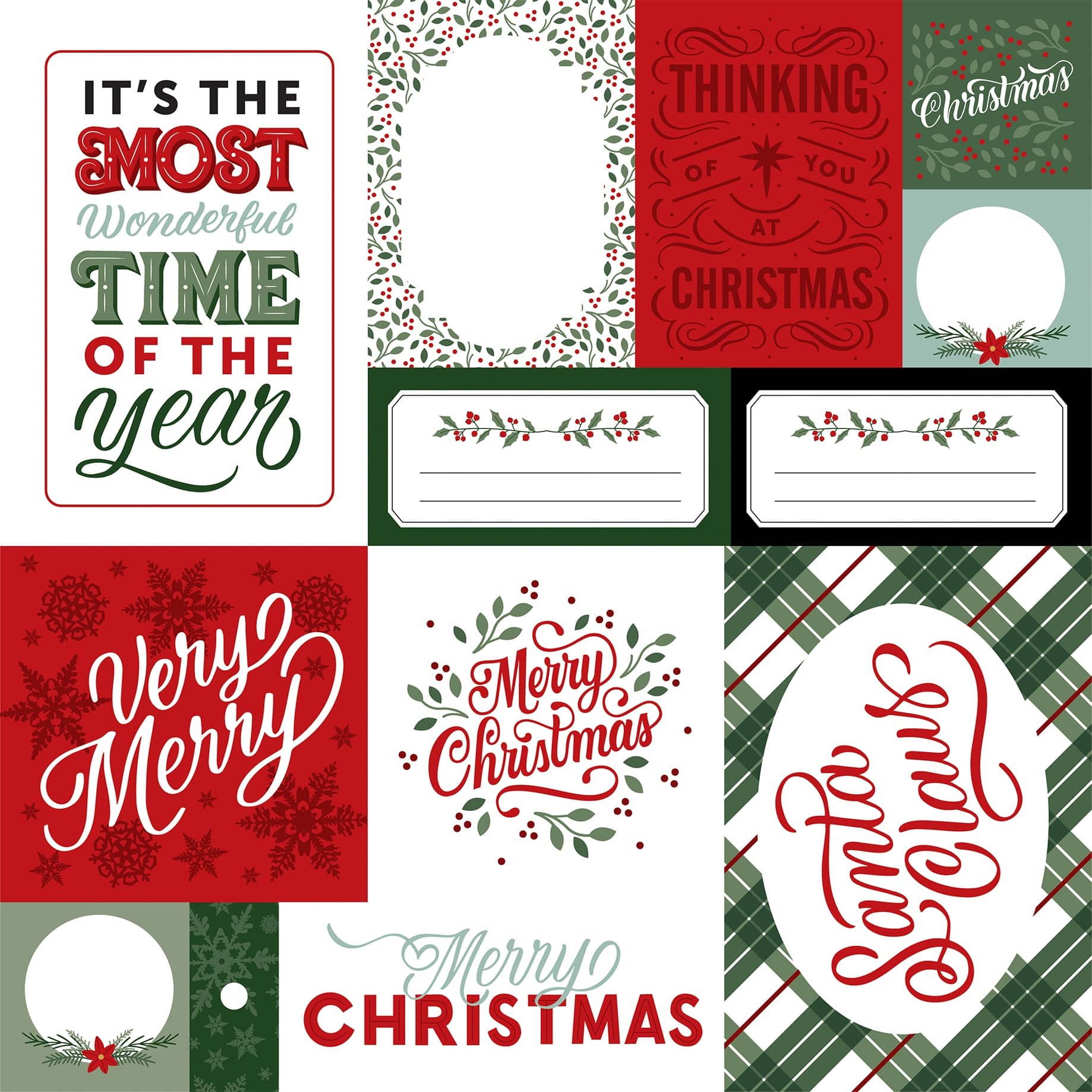 Echo Park&#x2122; Paper Co. Christmas Salutations No.2 12&#x22; x 12&#x22; Double-Sided Cardstock with Journaling Cards, 25 Sheets