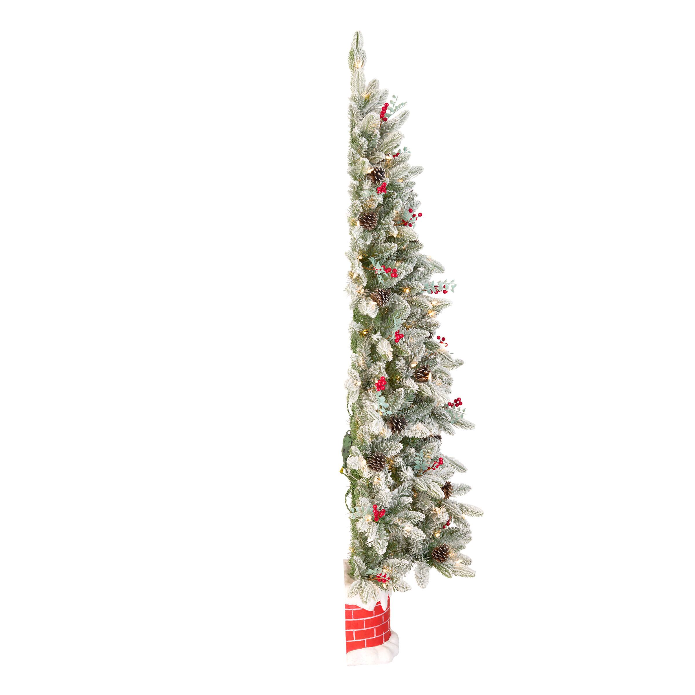 5ft. Pre-Lit Snowberry Pine Artificial Christmas Half Tree, Clear Lights