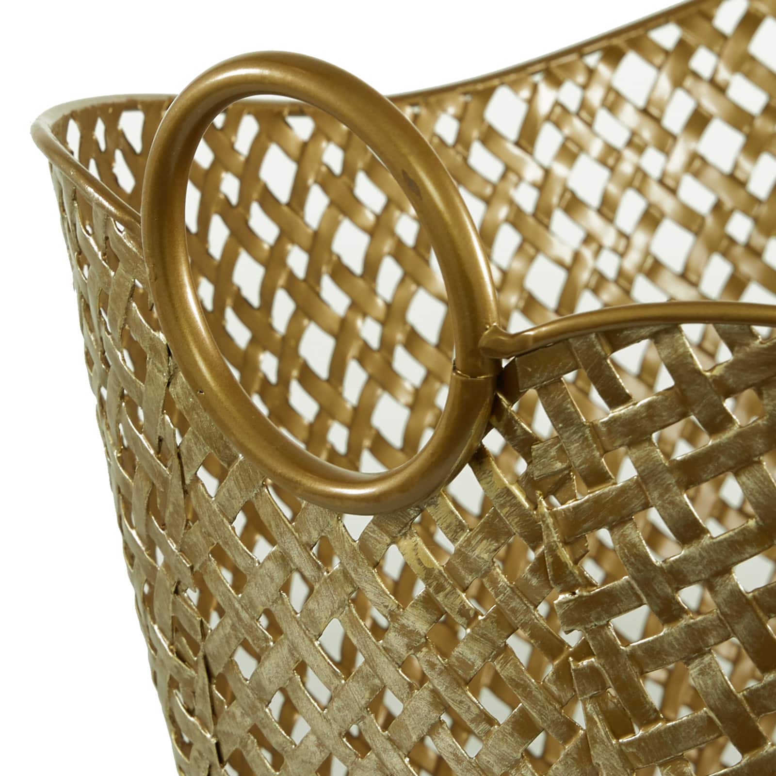 Gold Metal Contemporary Storage Basket