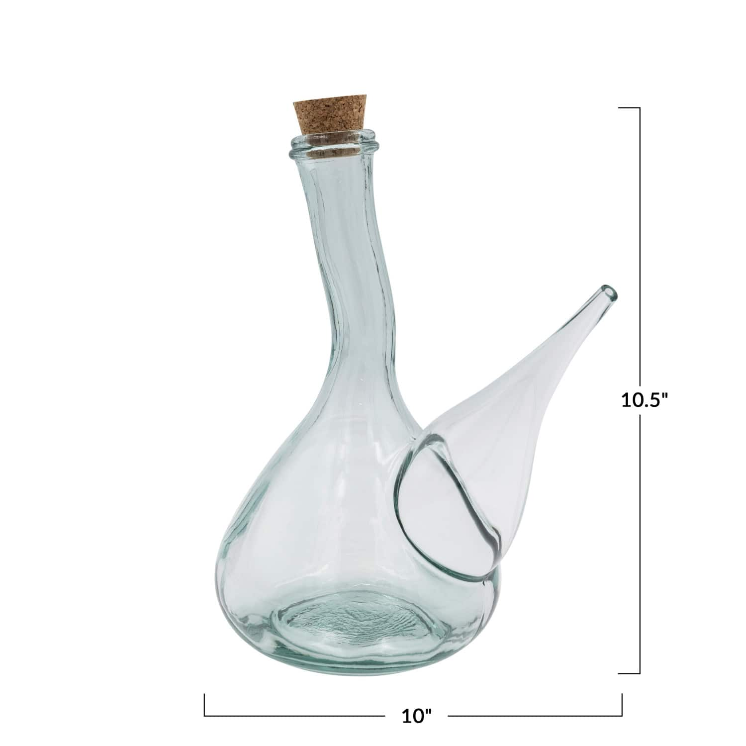 Round Reclaimed Traditional Glass Wine Pitcher with Cork