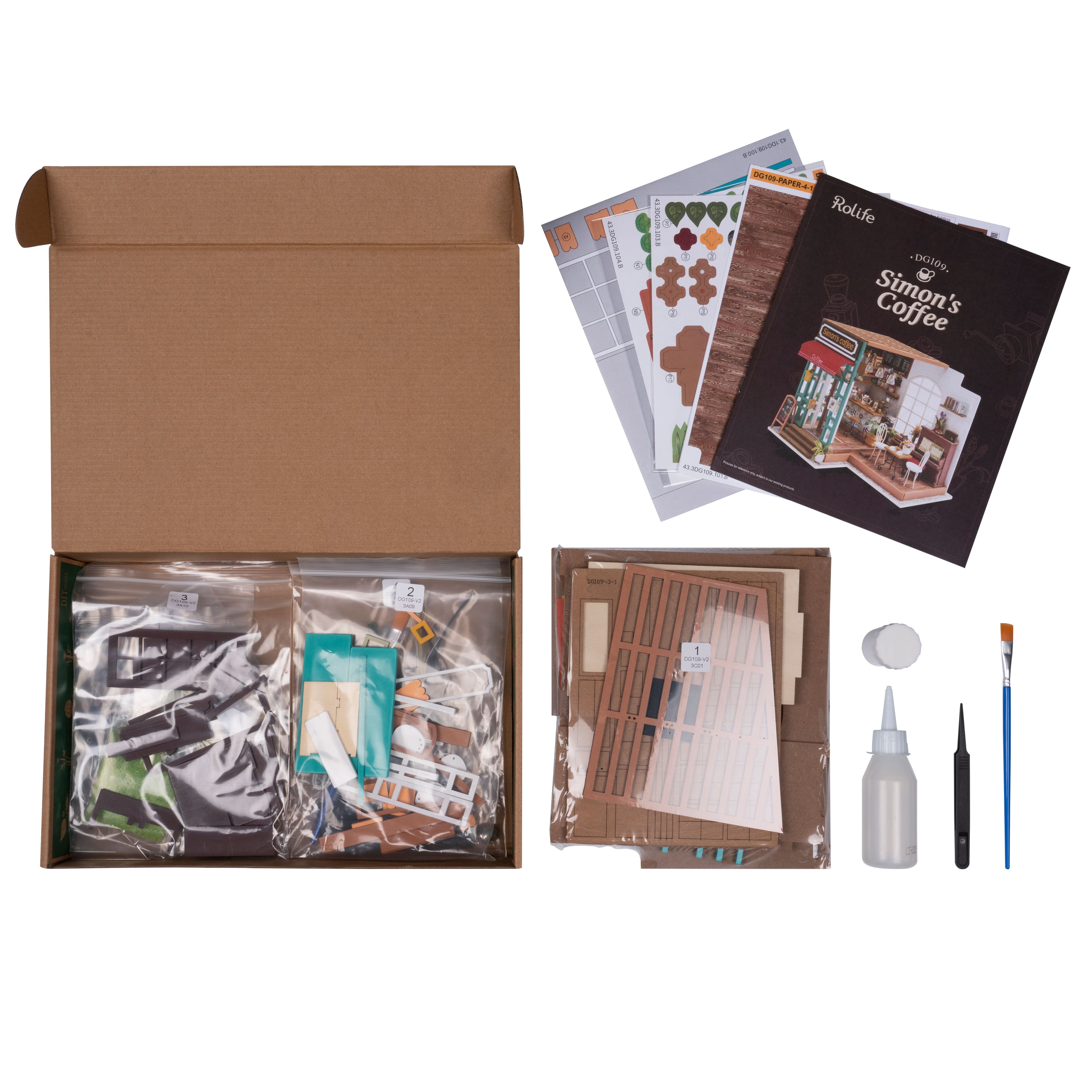 Rolife&#xAE; Simon&#x27;s Coffee Shop DIY Miniature House Kit