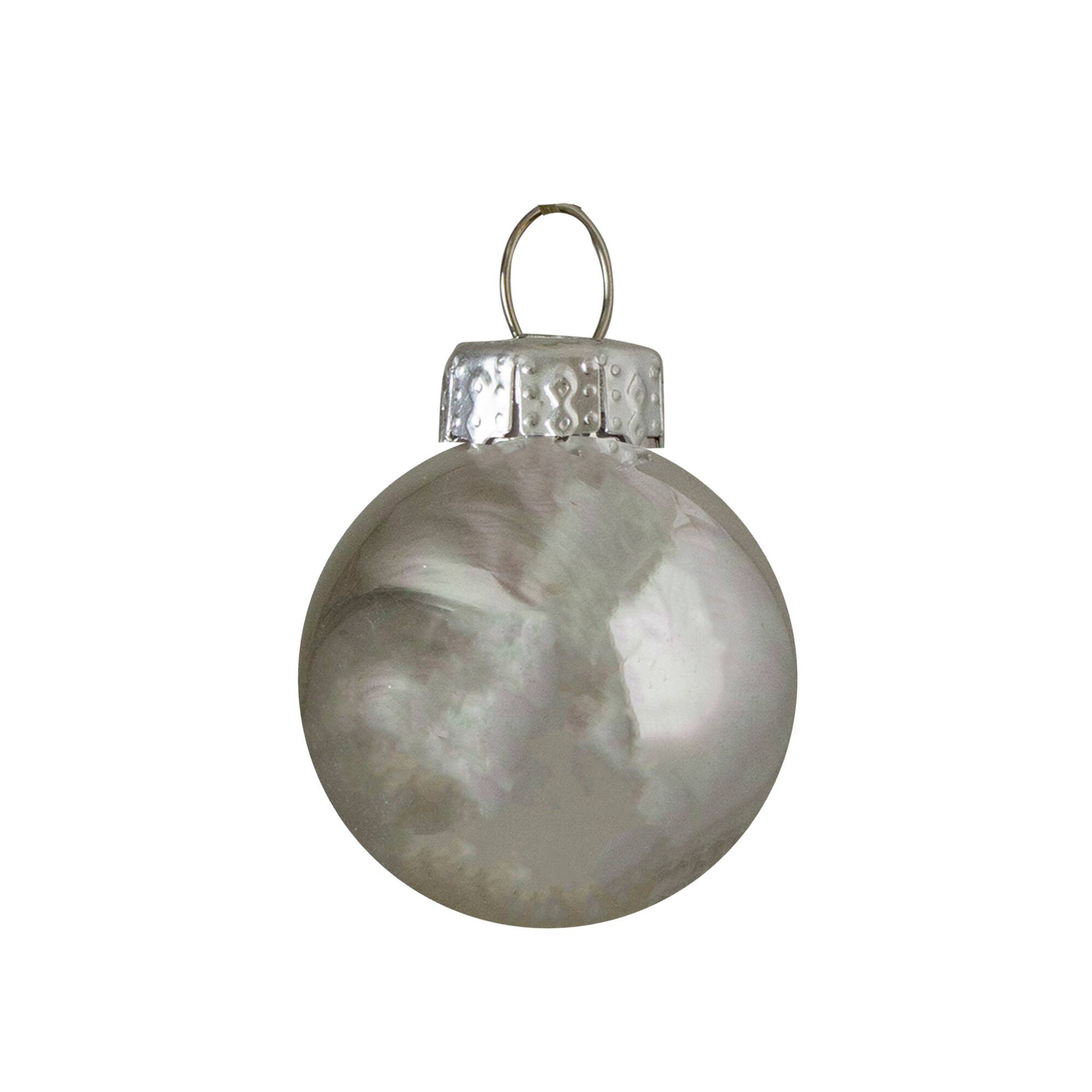 40ct. Shiny &#x26; Matte Silver Glass Ball Ornaments