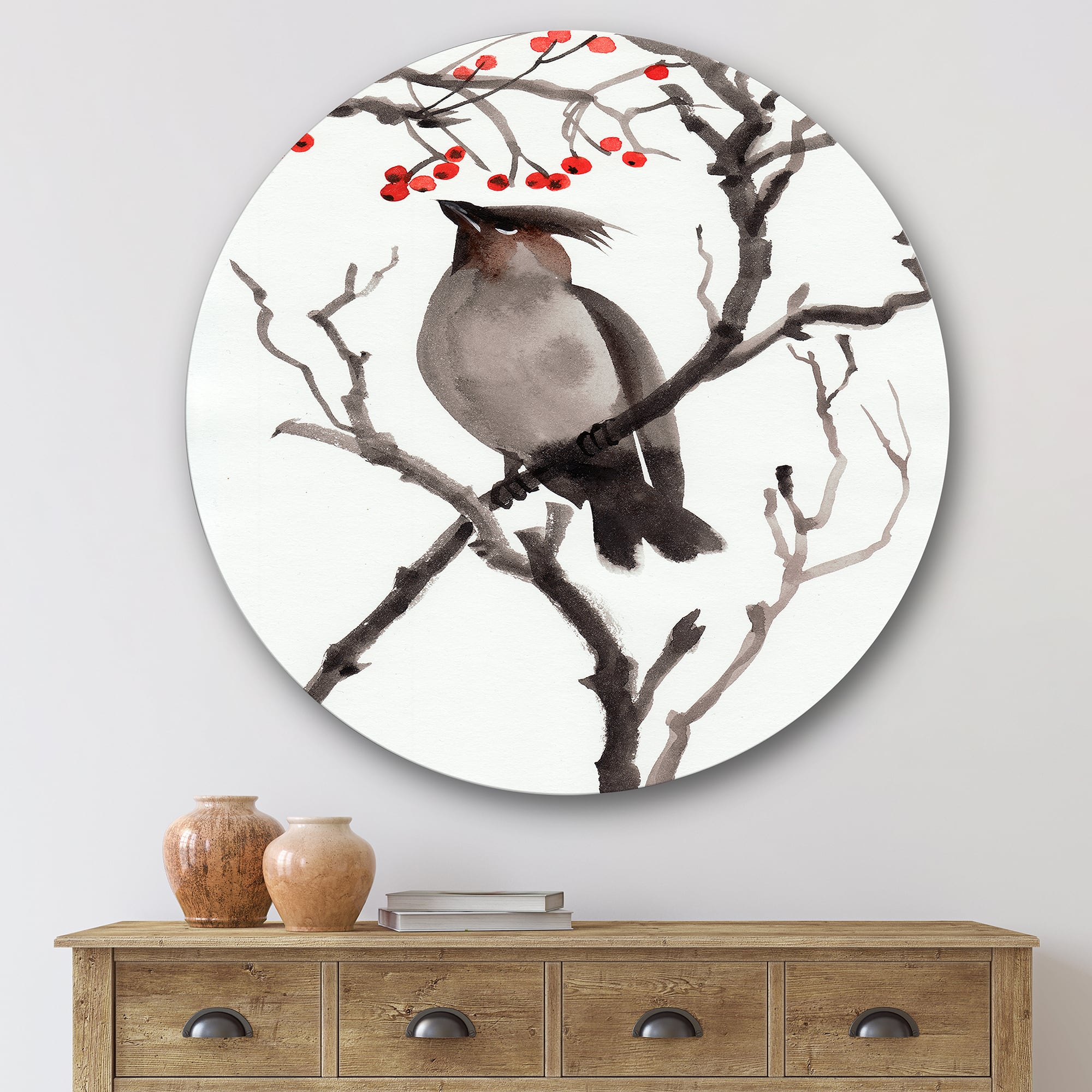 Designart - Vintage Australian Bird Illustrations III - Traditional Metal Circle Wall Art