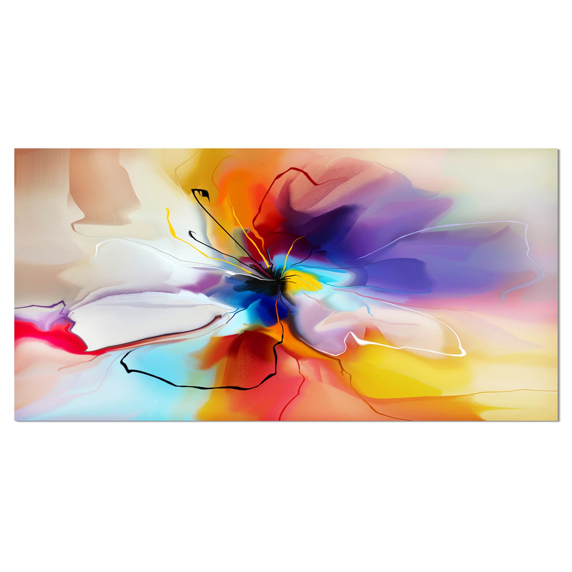 Designart - Creative Flower in Multiple Colors - Large Floral canvas art