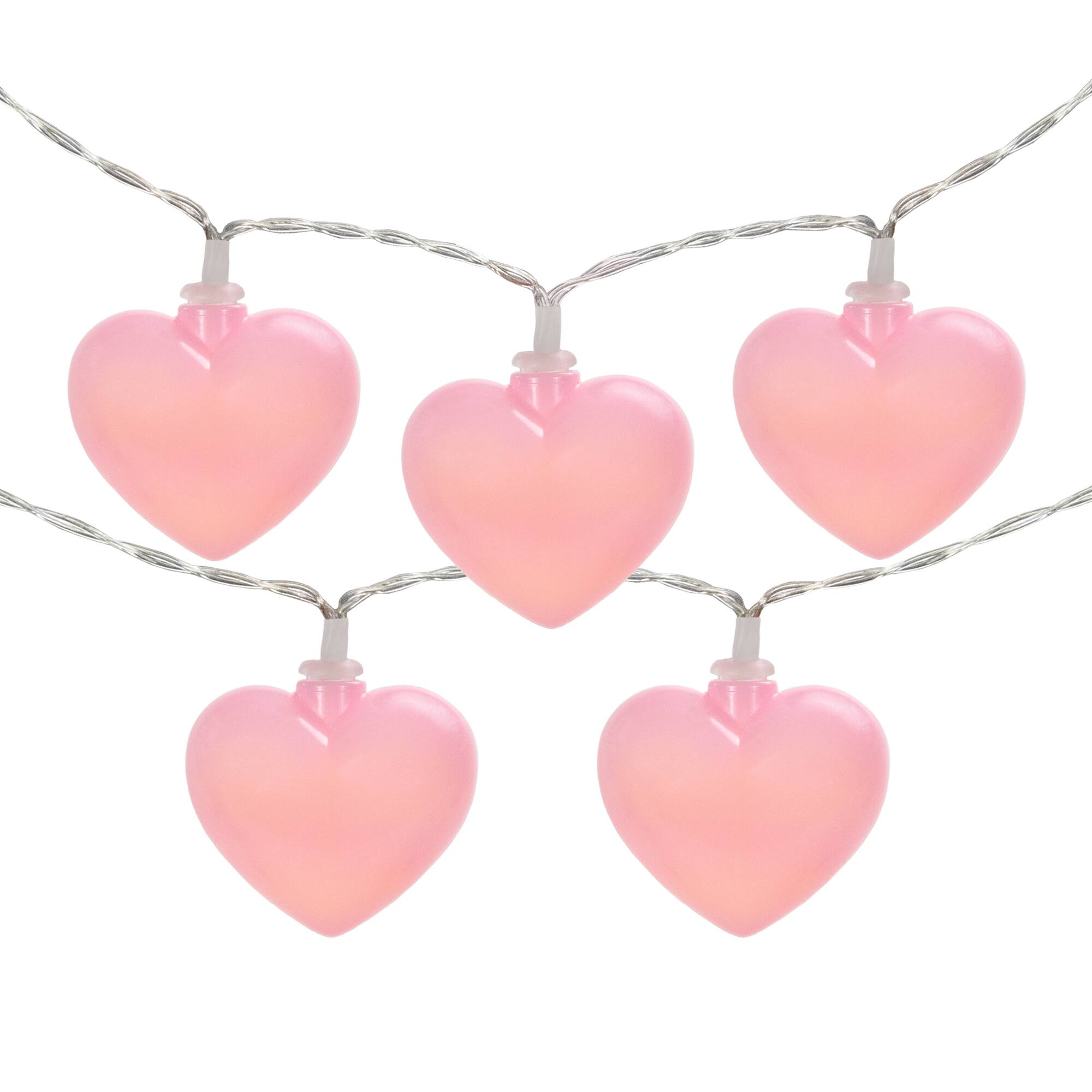 10ct. Pink LED Valentine&#x27;s Day Heart String Lights with Clear Wire