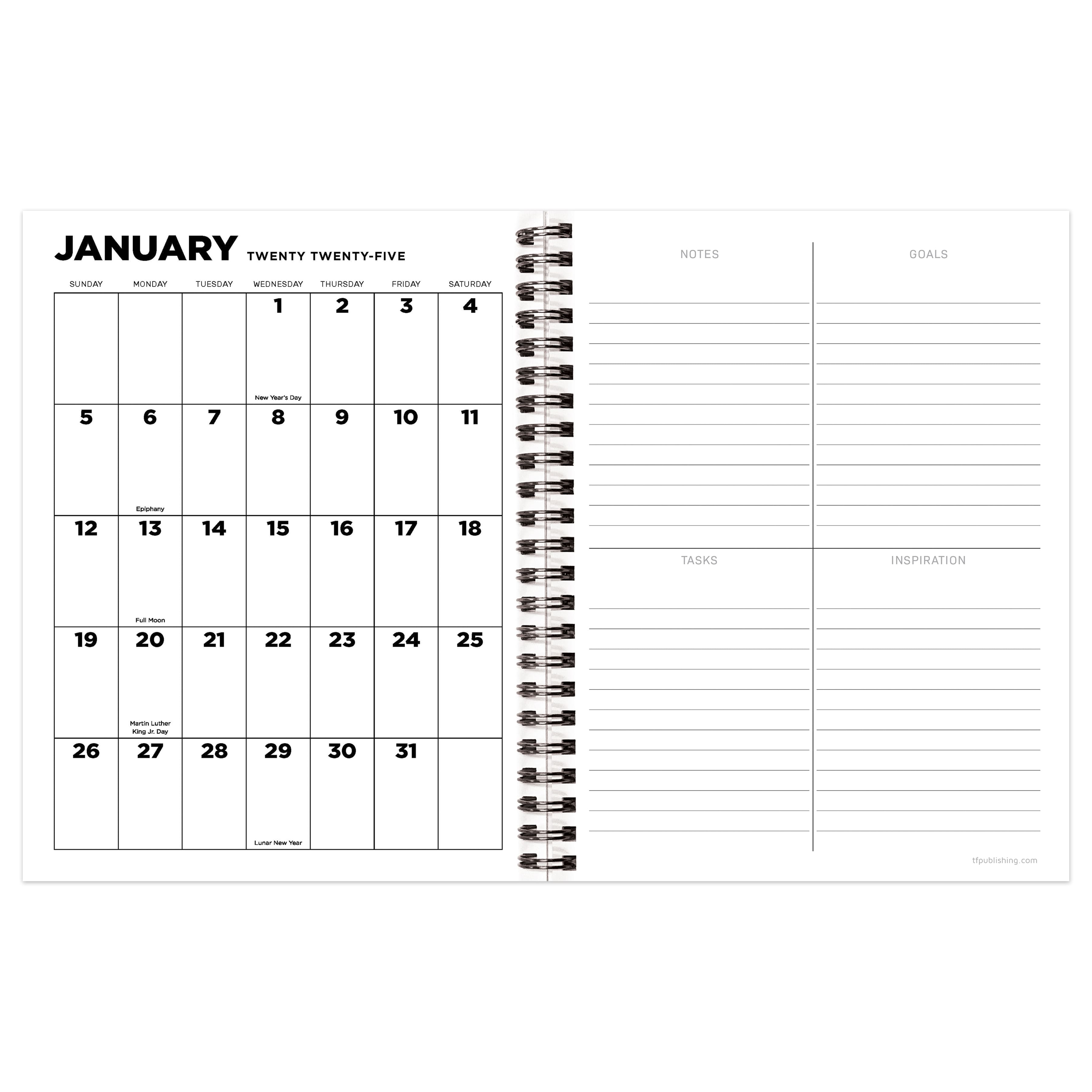 TF Publishing 2025 Medium Maxine Weekly Monthly Spiral Planner