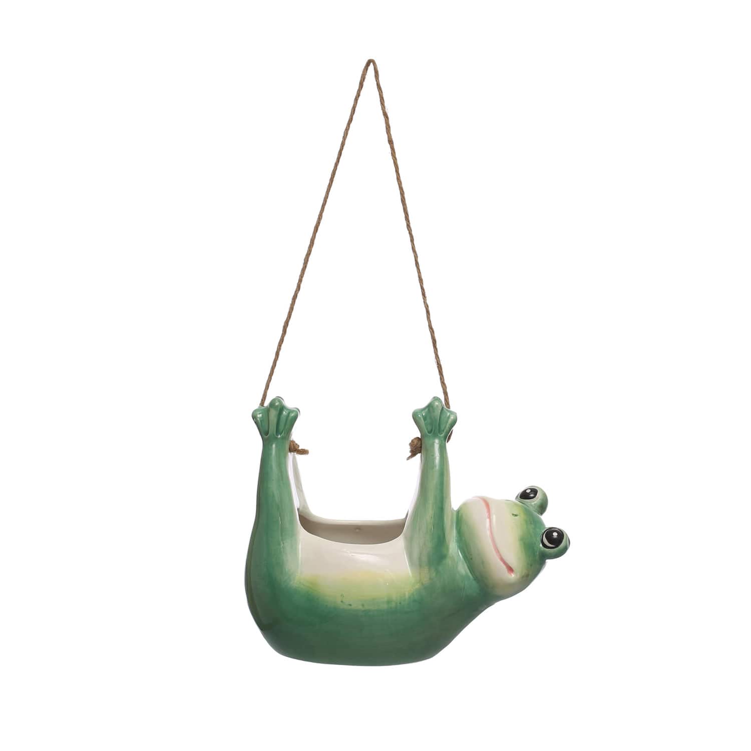 6.75&#x22; Hanging Ceramic Frog Planter