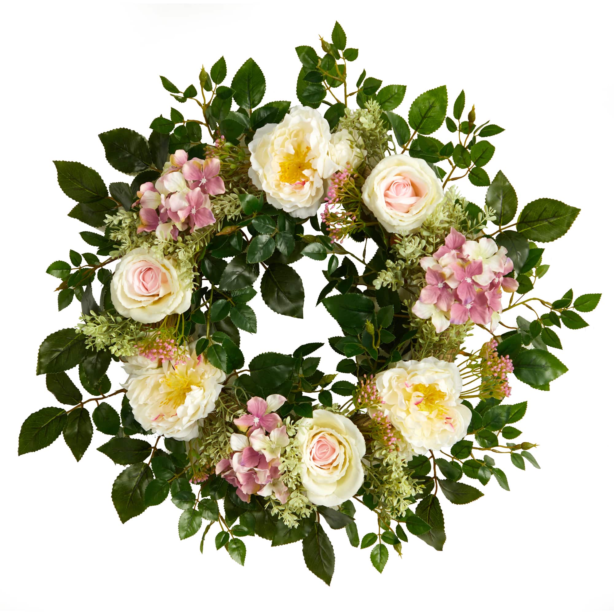 22" Mixed Rose & Hydrangea Wreath