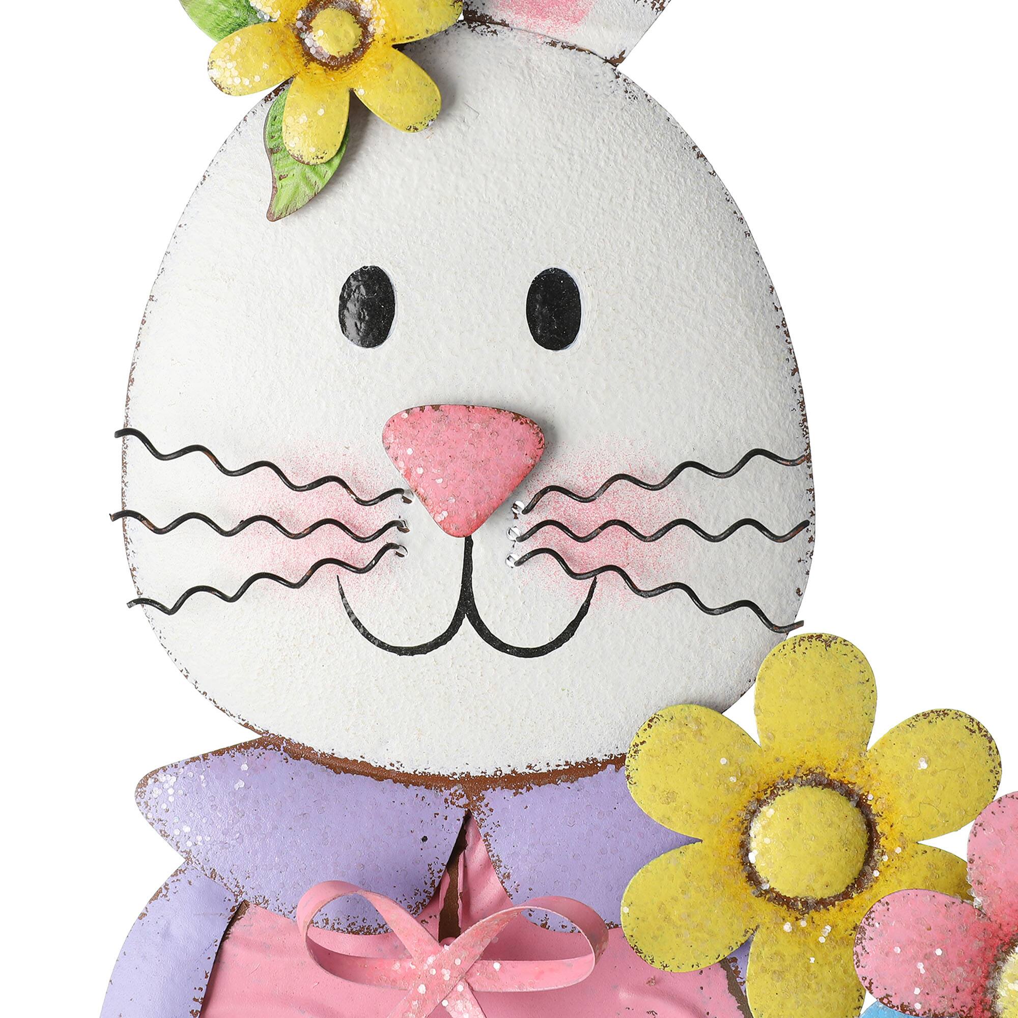 Glitzhome&#xAE; 36&#x22; Easter Bunny Girl Metal D&#xE9;cor