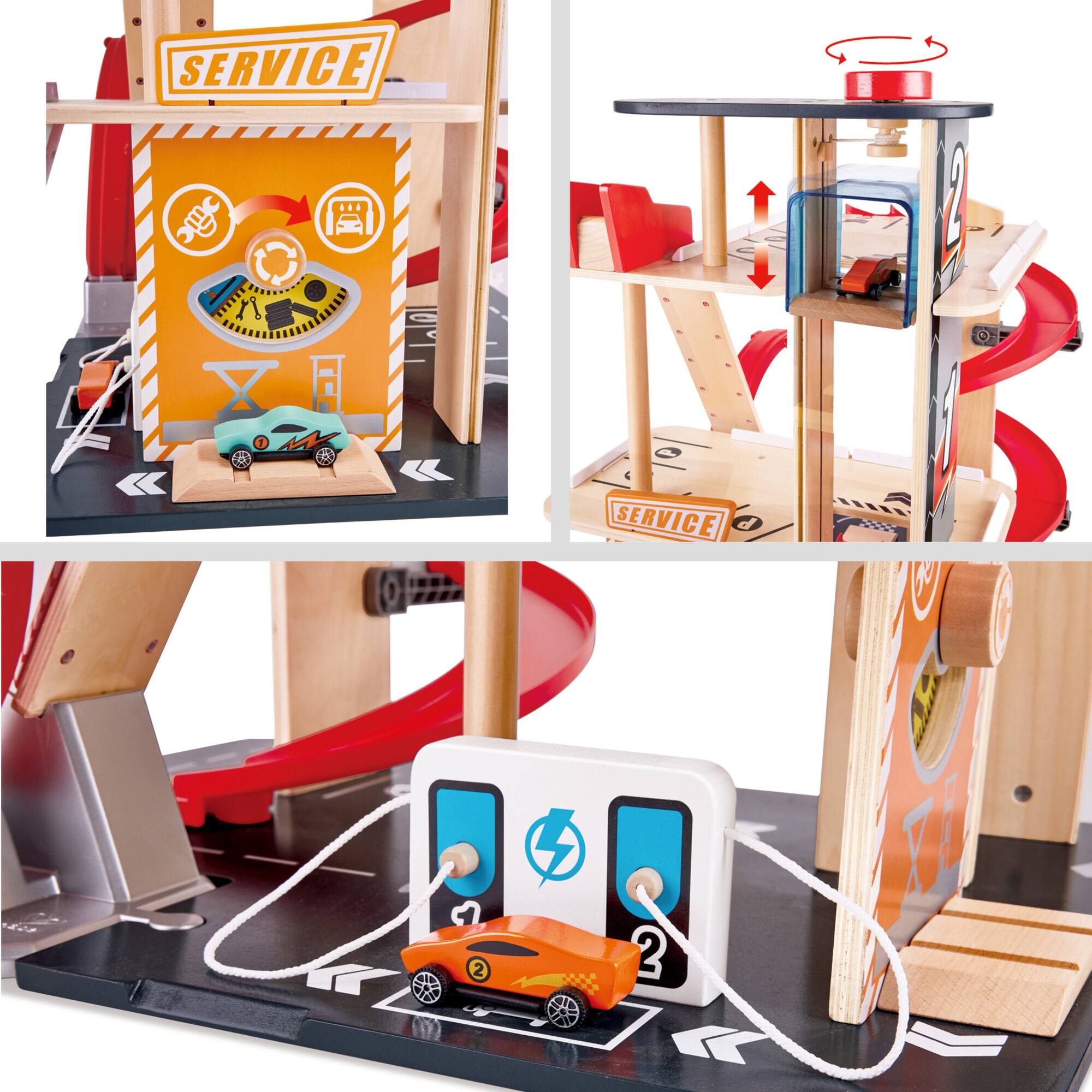 Hape Gearhead Stunt Garage Wooden High-Rise Car Parking Lot