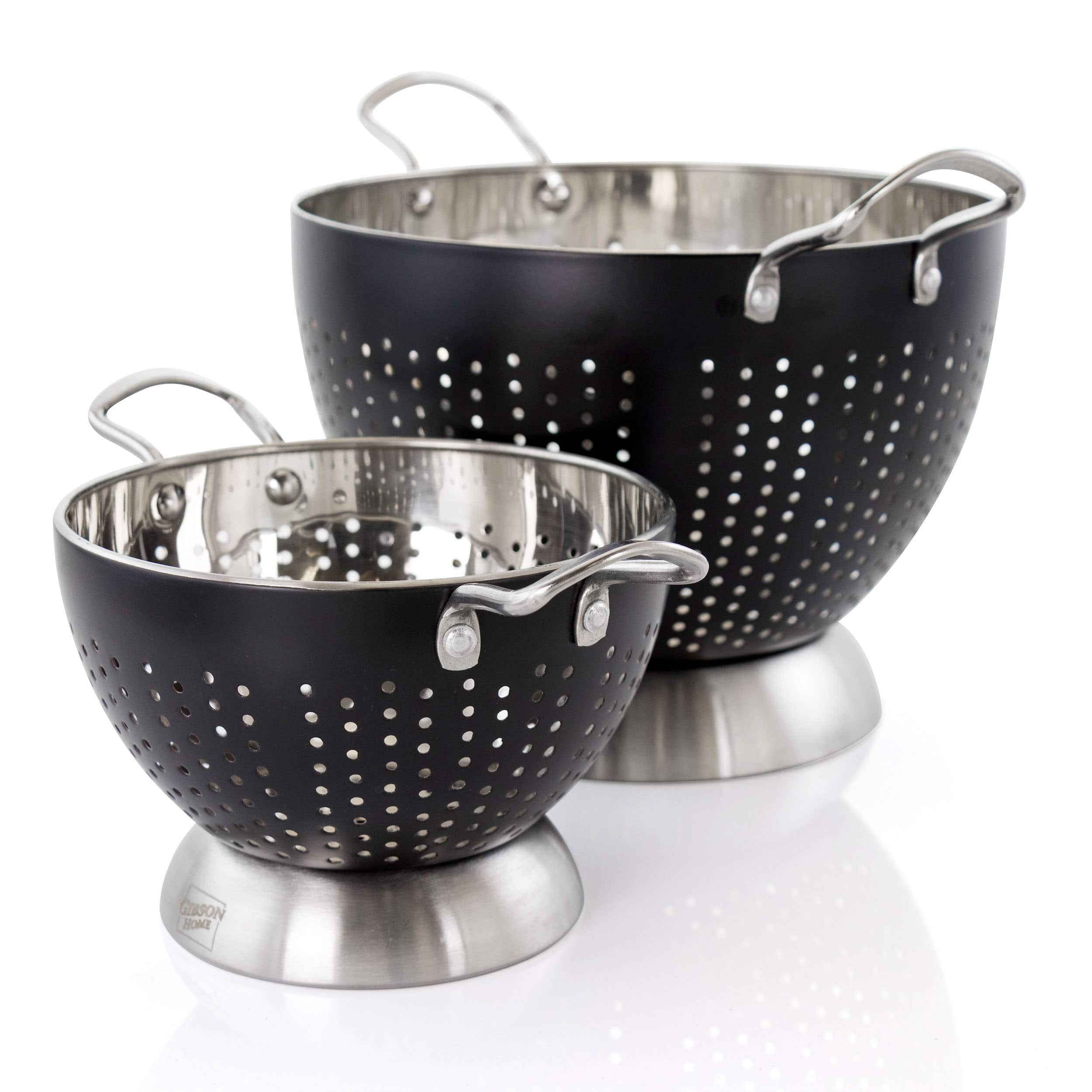 Gibson Home Black Crossen Stainless Steel Colander Set