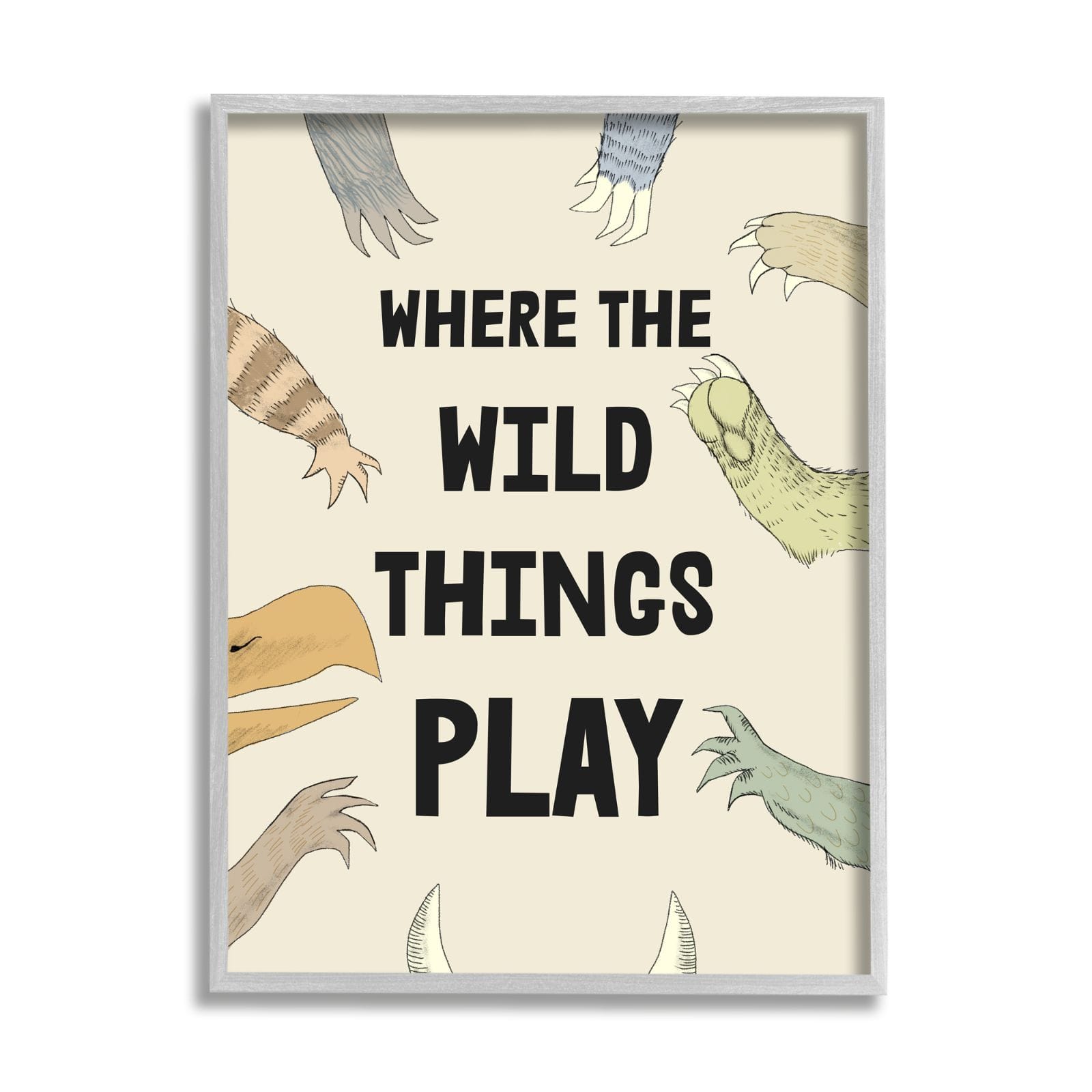 Stupell Industries Children's Wild Things Play Phrase Monster Hands Claws Framed Wall Art