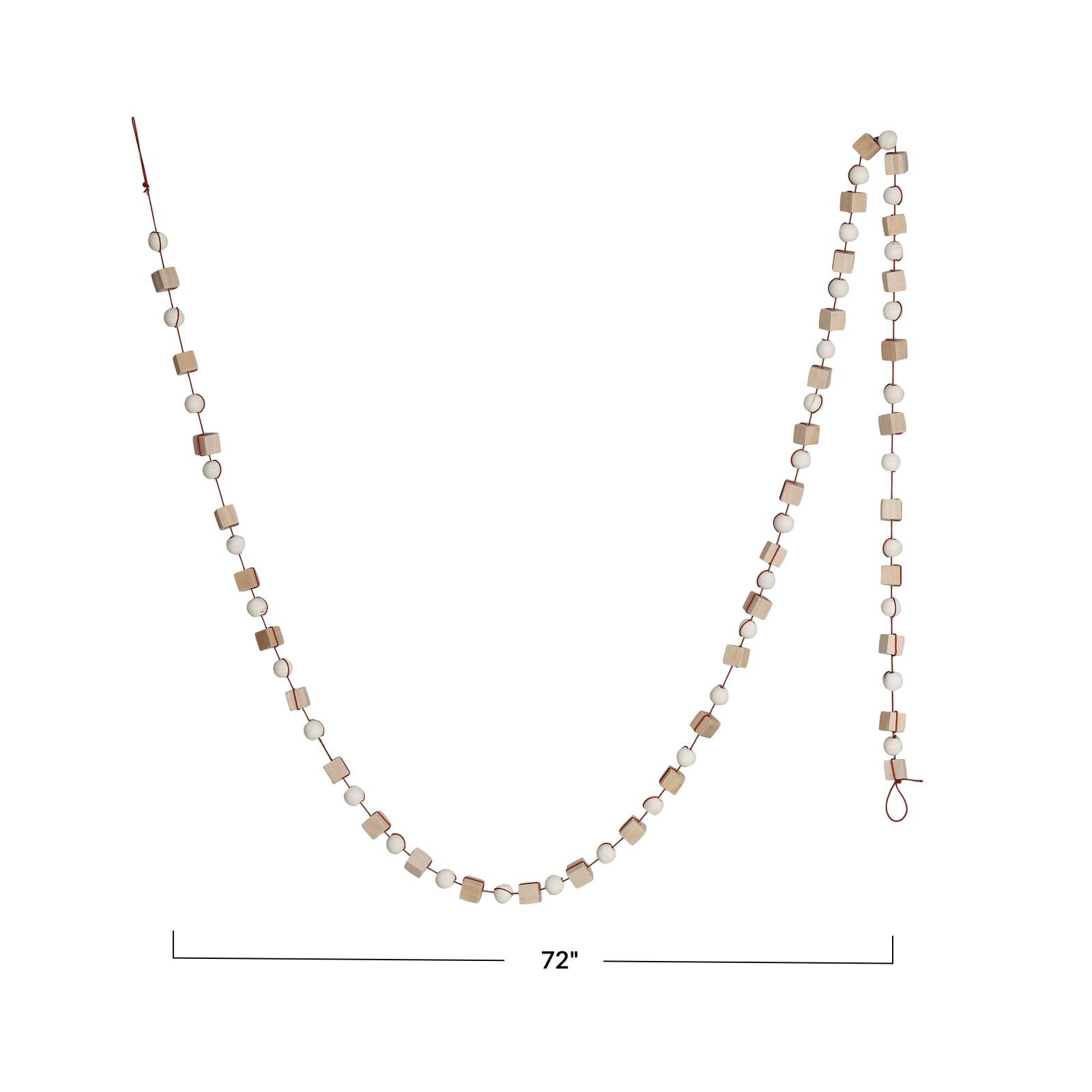Hello Honey&#xAE; 6ft. Paulownia Wood Mixed Shapes Beads &#x26; Red String Garland