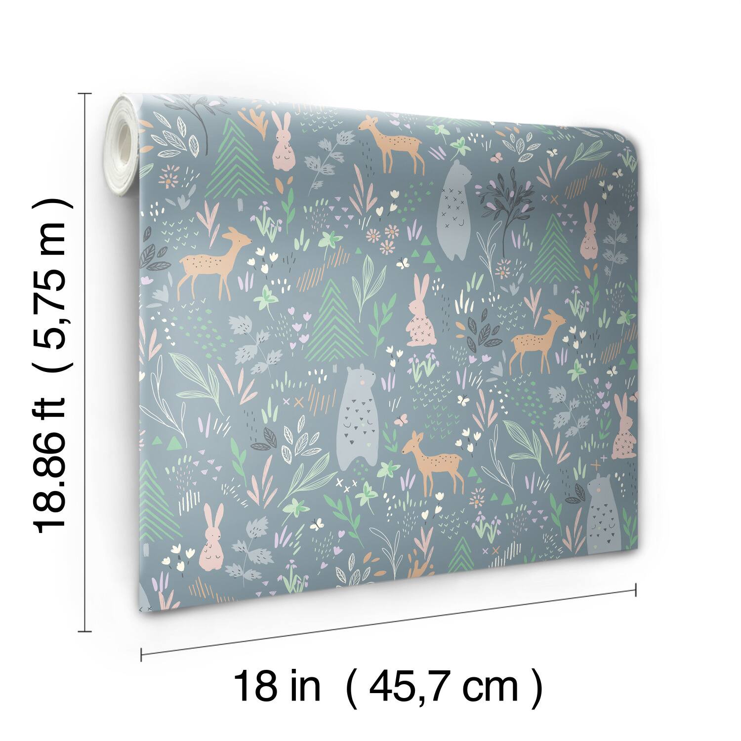 RoomMates Dark Gray Spring Forest Pals Peel & Stick Wallpaper