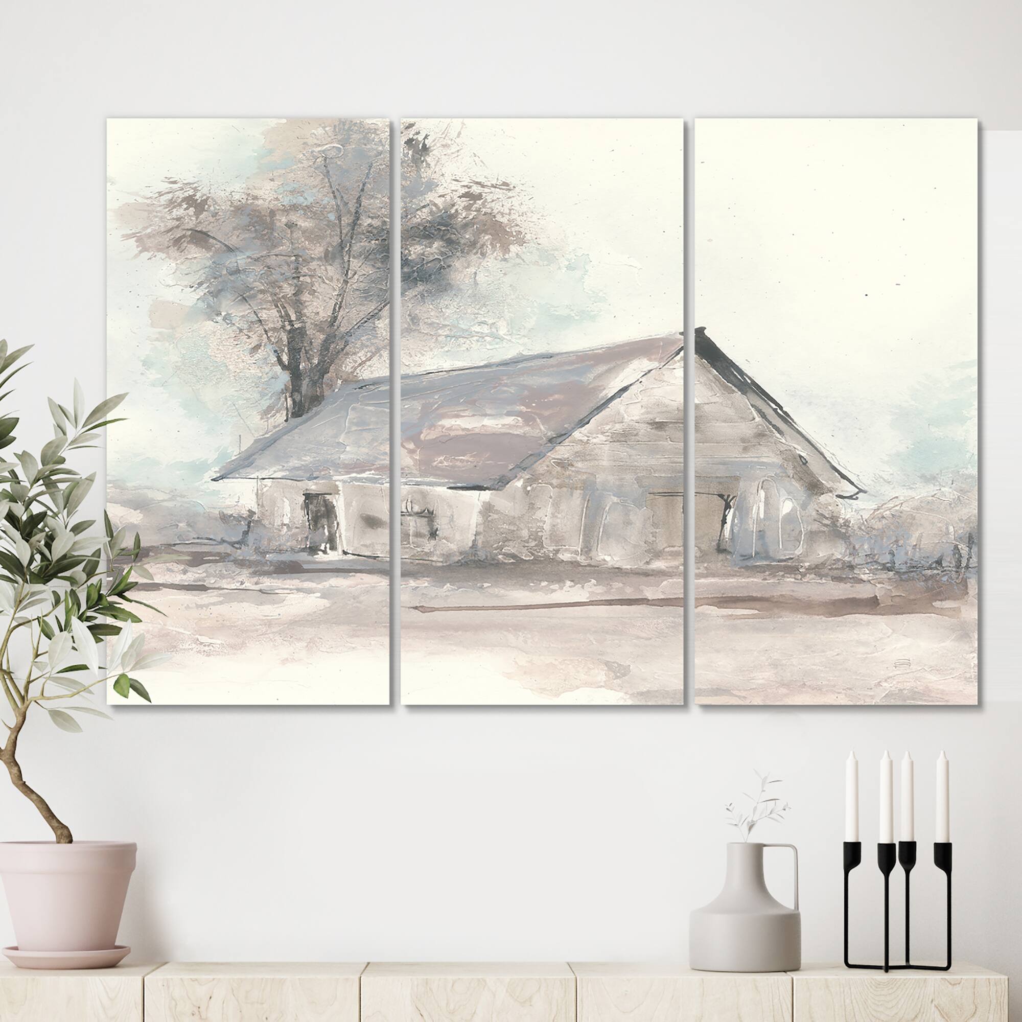 Designart - Farmhouse Barn Grey III - Modern Farmhouse Gallery-wrapped Canvas