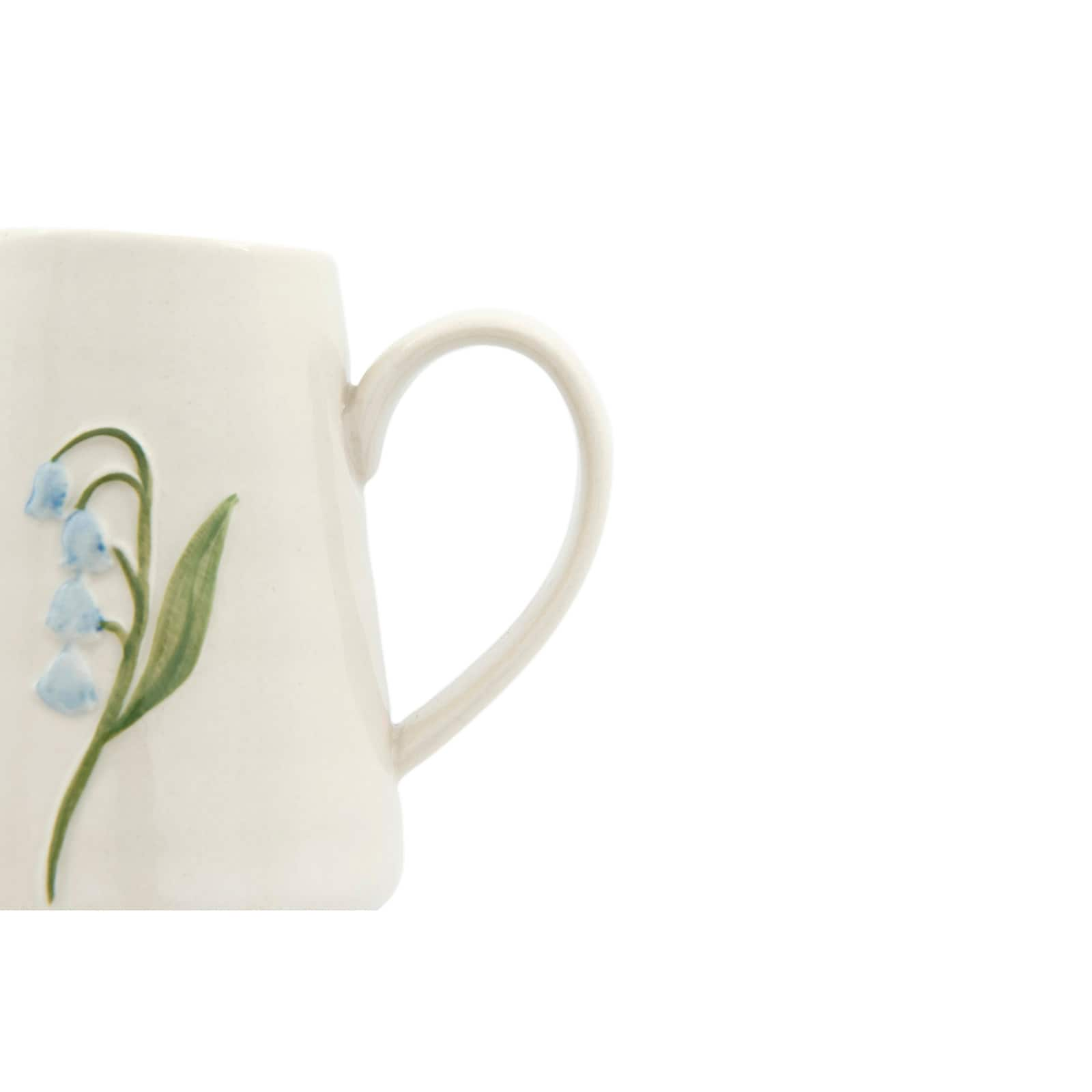 White Stoneware Creamer with Hand-Painted &#x26; Embossed Birds Set