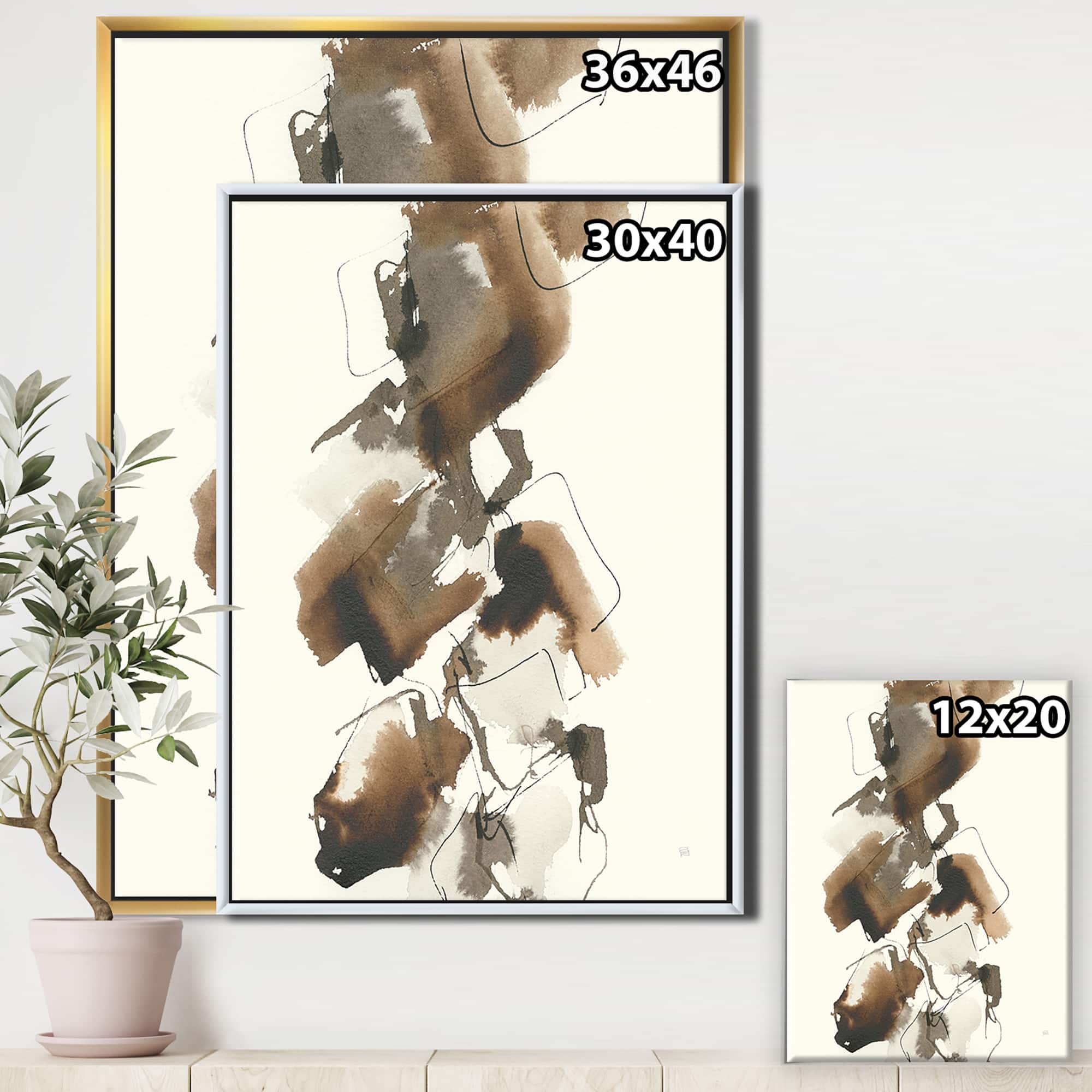 Designart - Gold Glam Squares I - Modern & Contemporary Canvas in Gold Frame