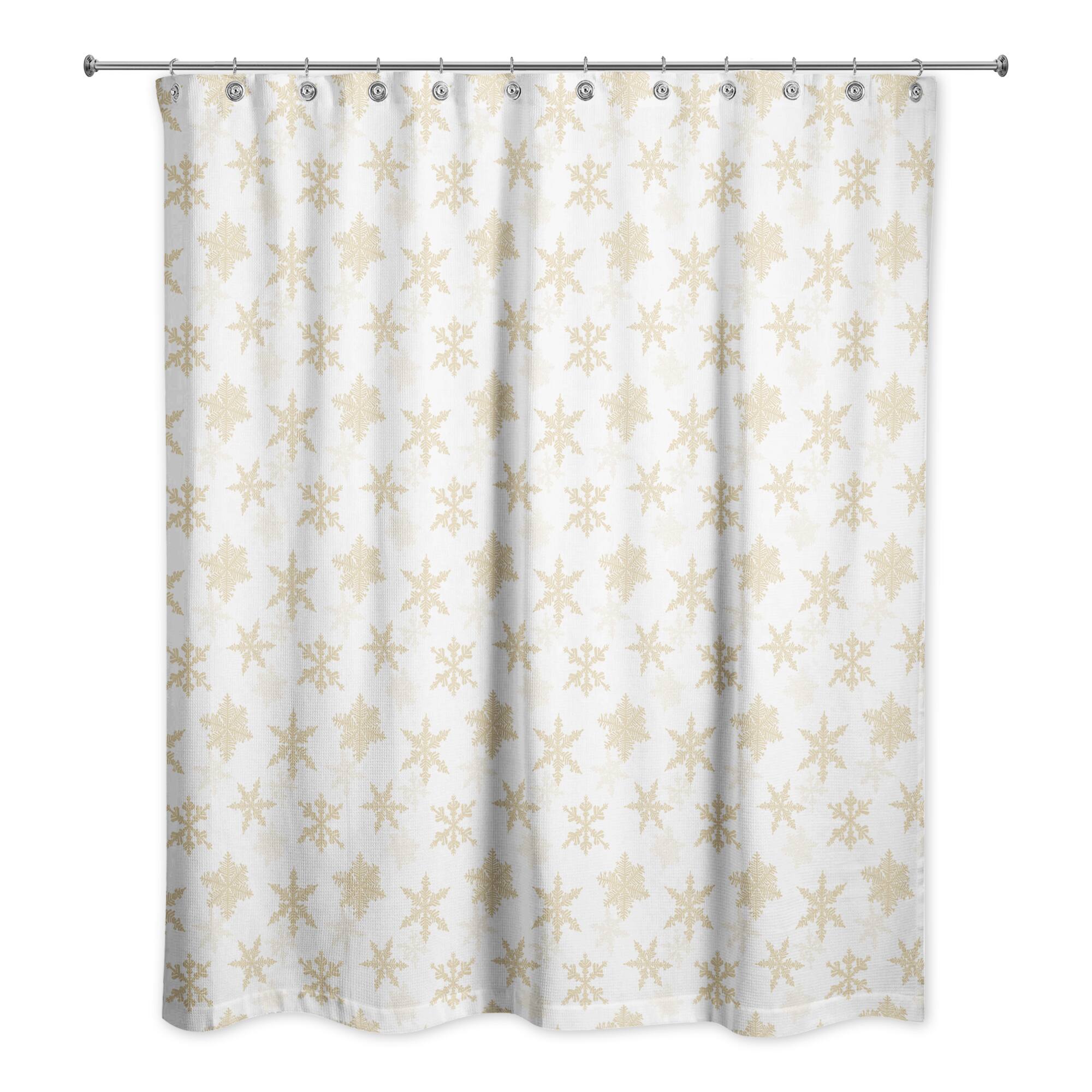 Cream Snowflakes Shower Curtain