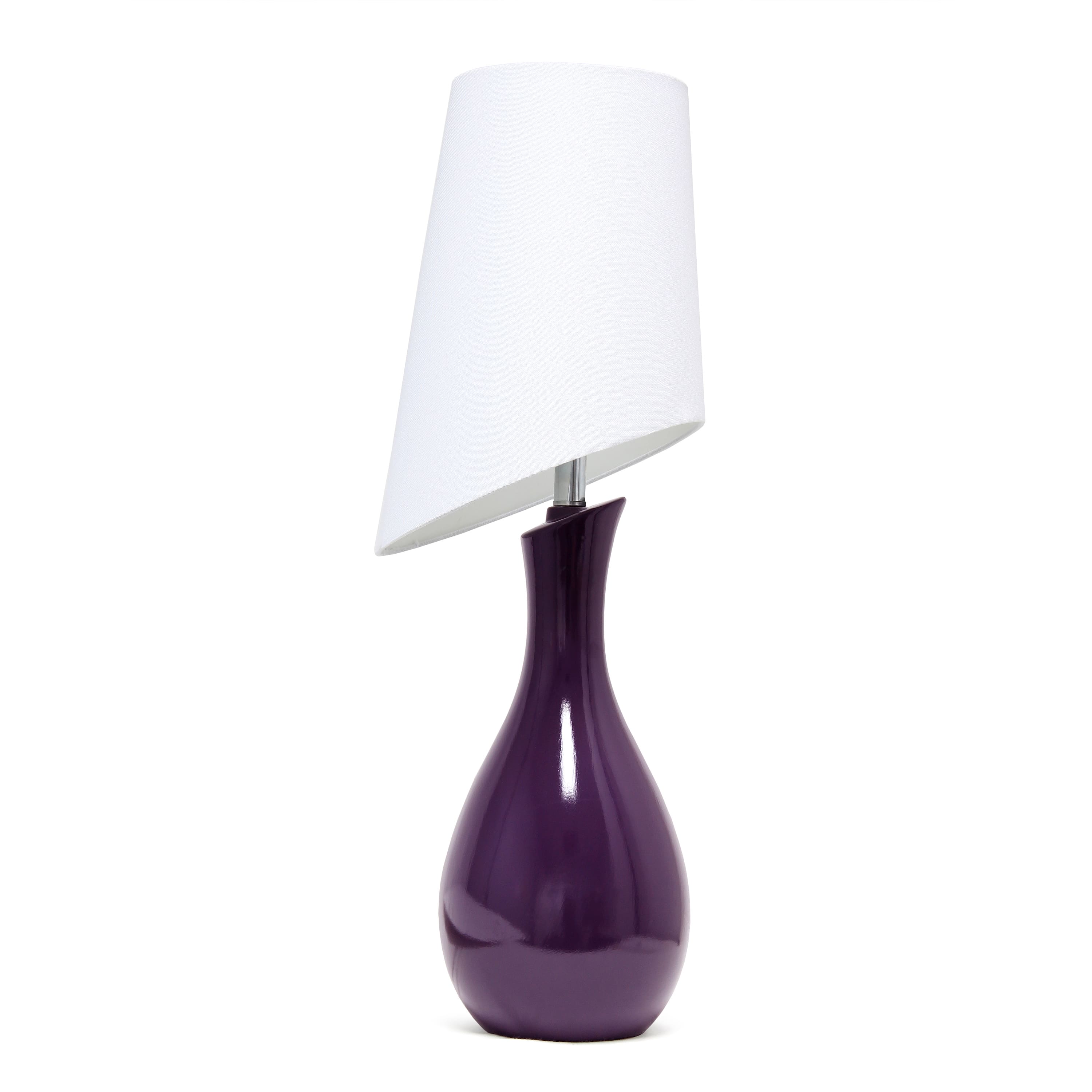 Elegant Designs™ 2.5ft. Curved Purple Ceramic Table Lamp with White Shade