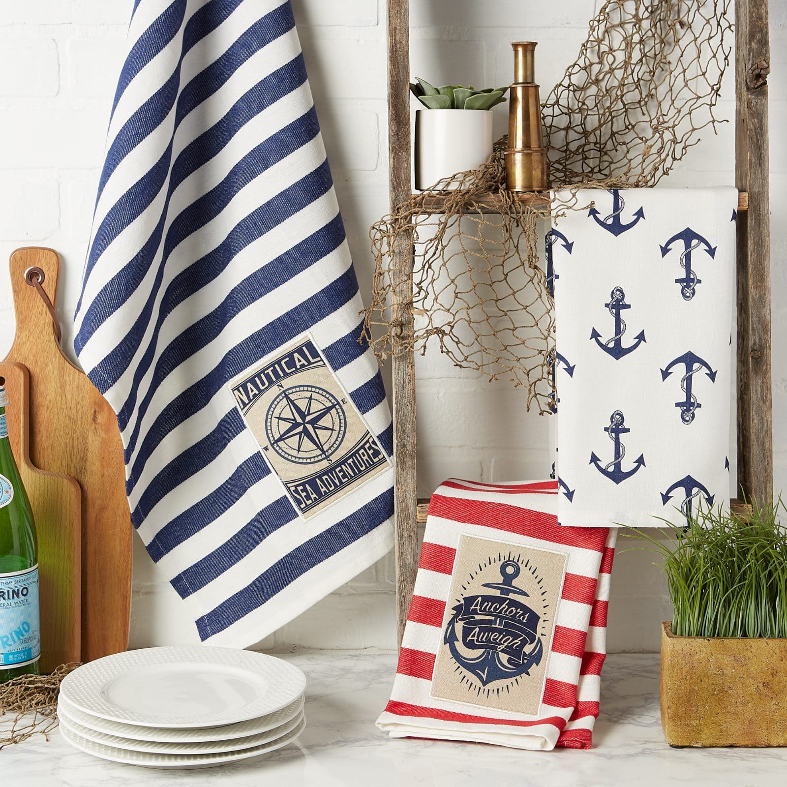 DII® Red, White & Blue Maritime Dishtowel, 3ct.