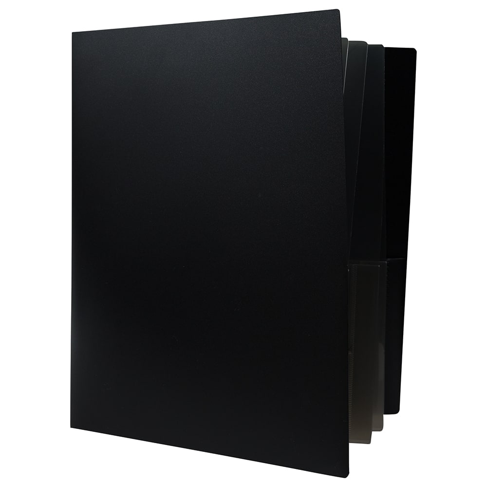 JAM Paper Black Heavy Duty Plastic 10-Pocket Folder, 3ct.