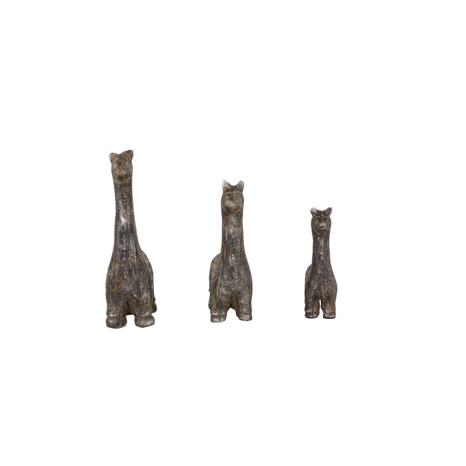 Set of 3 Black Metal Eclectic Llama Sculpture, 8", 7", 5"
