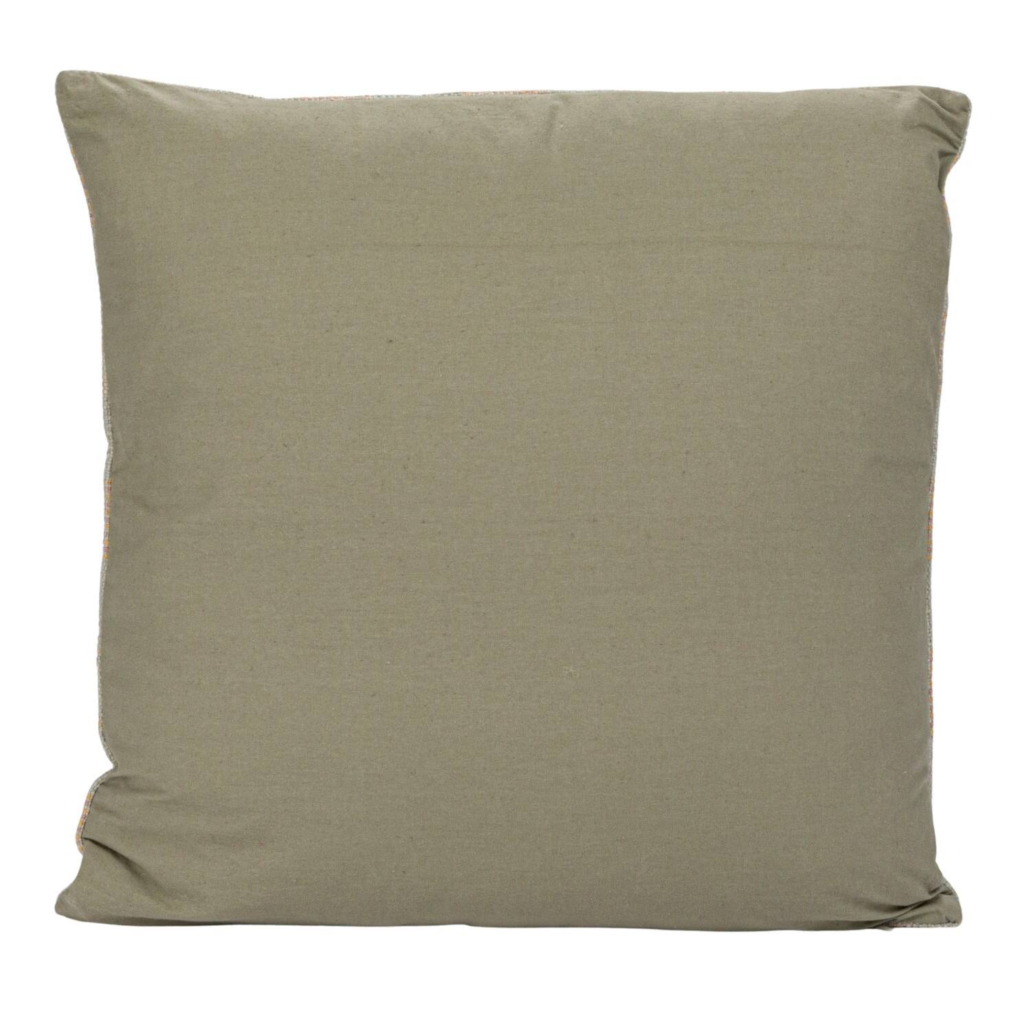 Hello Honey® 20" x 20" Tan & Pink Plaid Hand-Woven Cotton Pillow