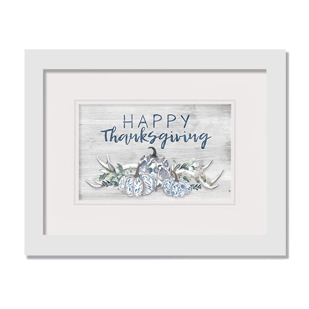 Blue Pumpkins White Framed Print Wall Art