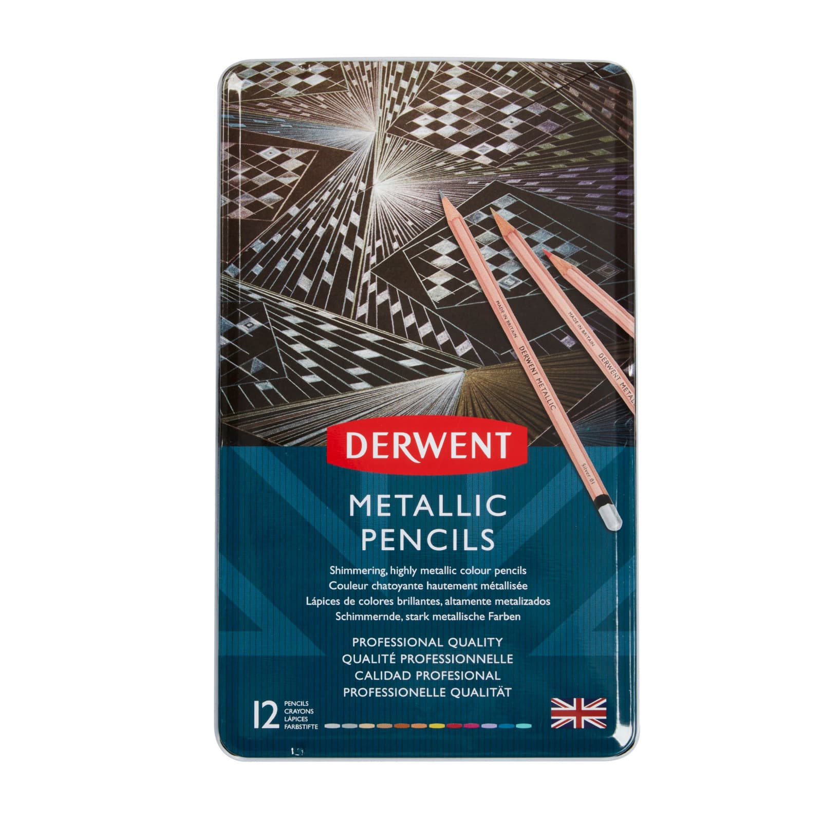 Derwent&#xAE; 12 Color Metallic Pencil Tin
