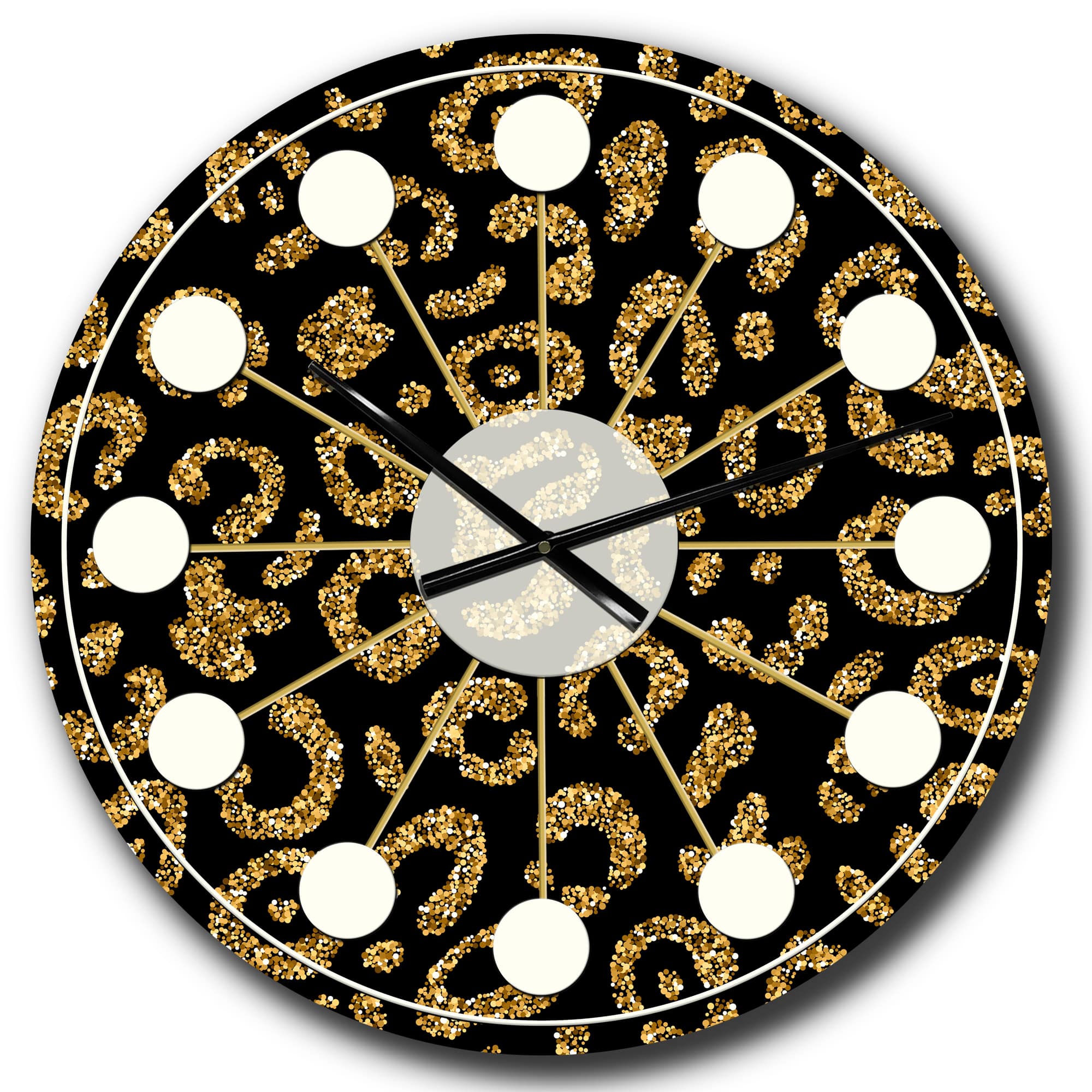 Designart 'Golden Leopard Fur Mid-Century Modern Wall Clock