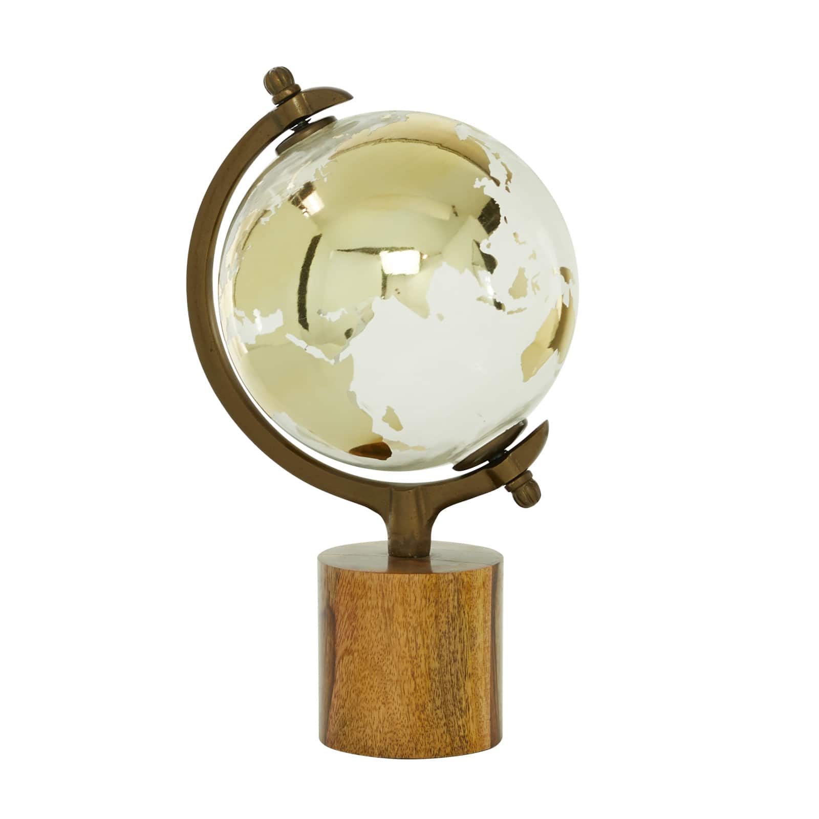 15&#x22; Gold Wood Globe