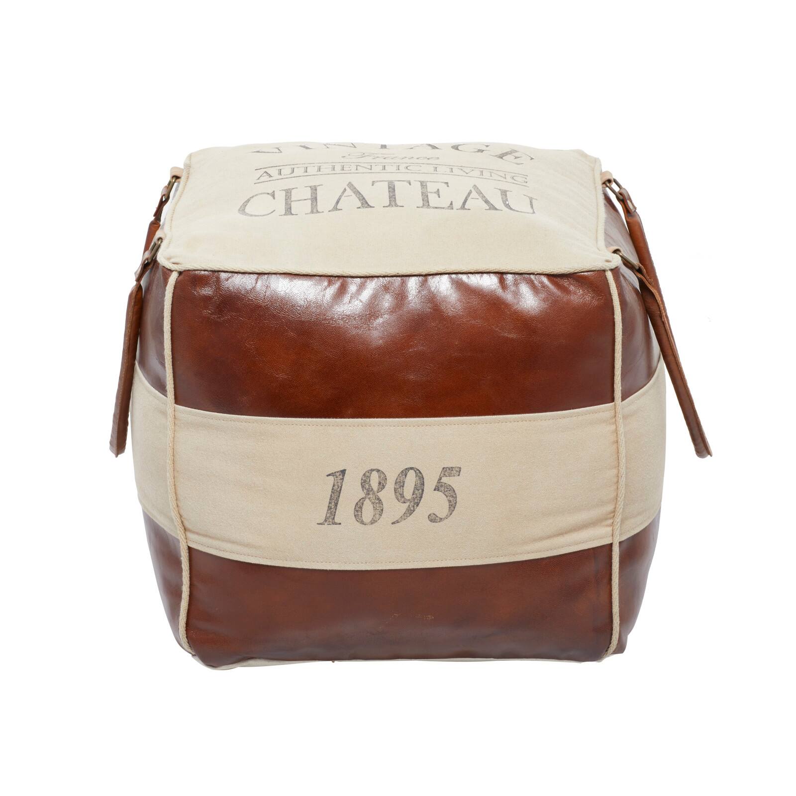 Brown Canvas Rustic Stool, 19" x 21" x 20"