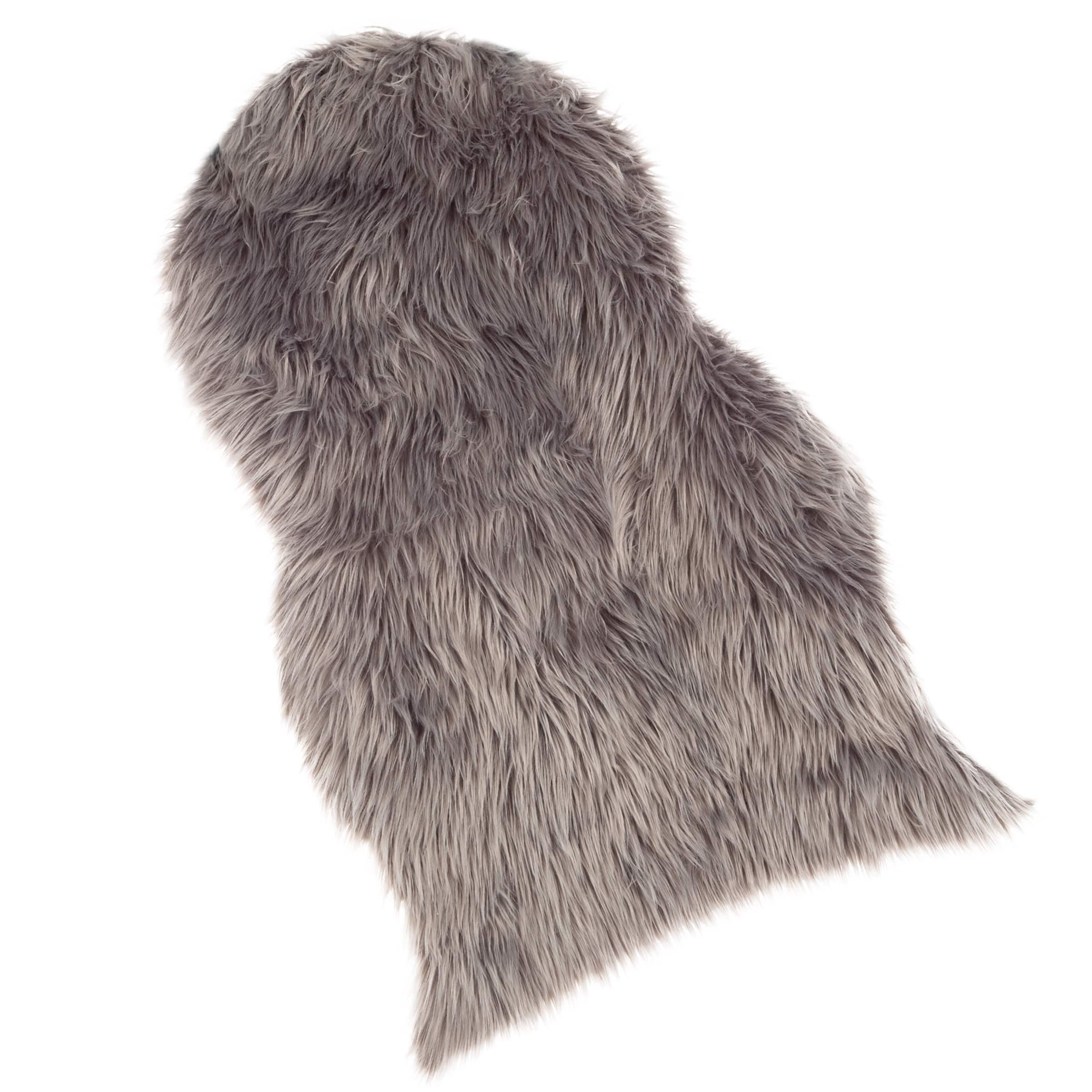 Hastings Home Faux Sheepskin Fur Rug (4x5 Feet, Brown) : Target