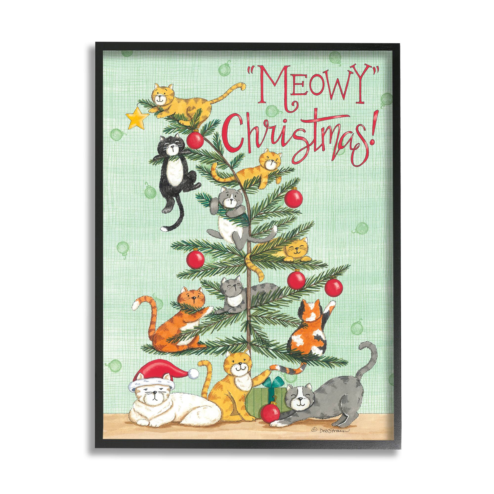 Stupell Industries Meowy Christmas Cats Framed Gicl&#xE9;e Art