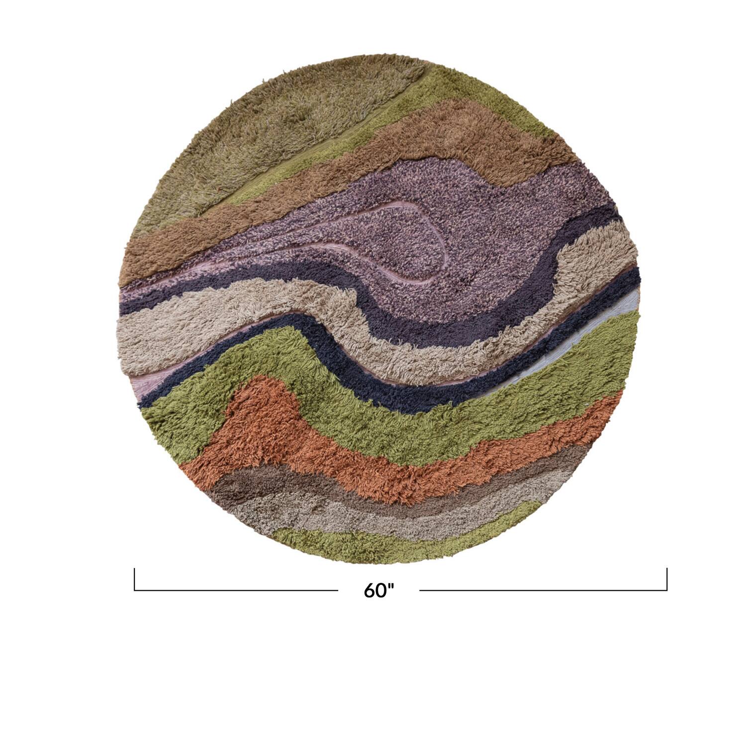 Hello Honey&#xAE; 5ft. Abstract Round Wool &#x26; Cotton Tufted Rug
