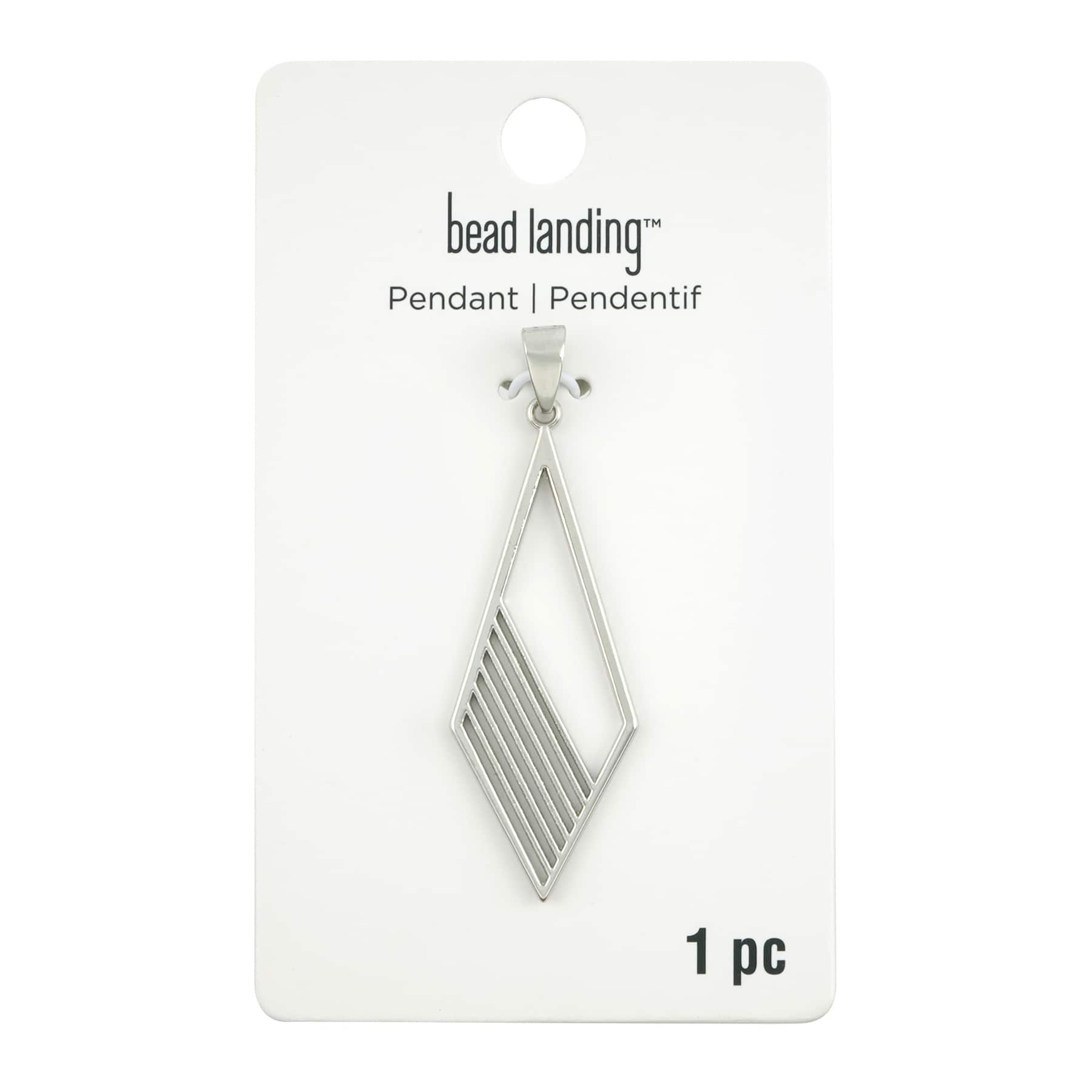 Rhodium Rhombus with Lines Pendant by Bead Landing&#x2122;