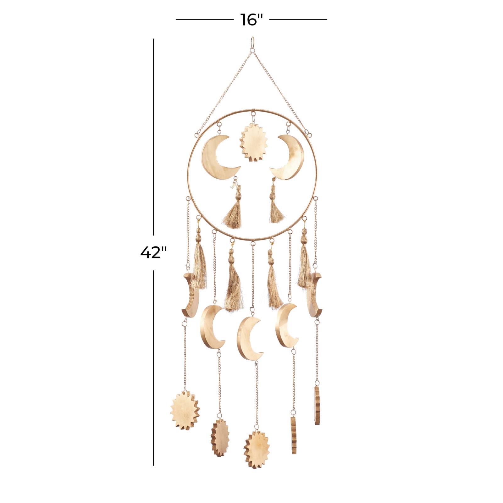 Gold Colored Wooden Transitional Moon & Sun Windchime