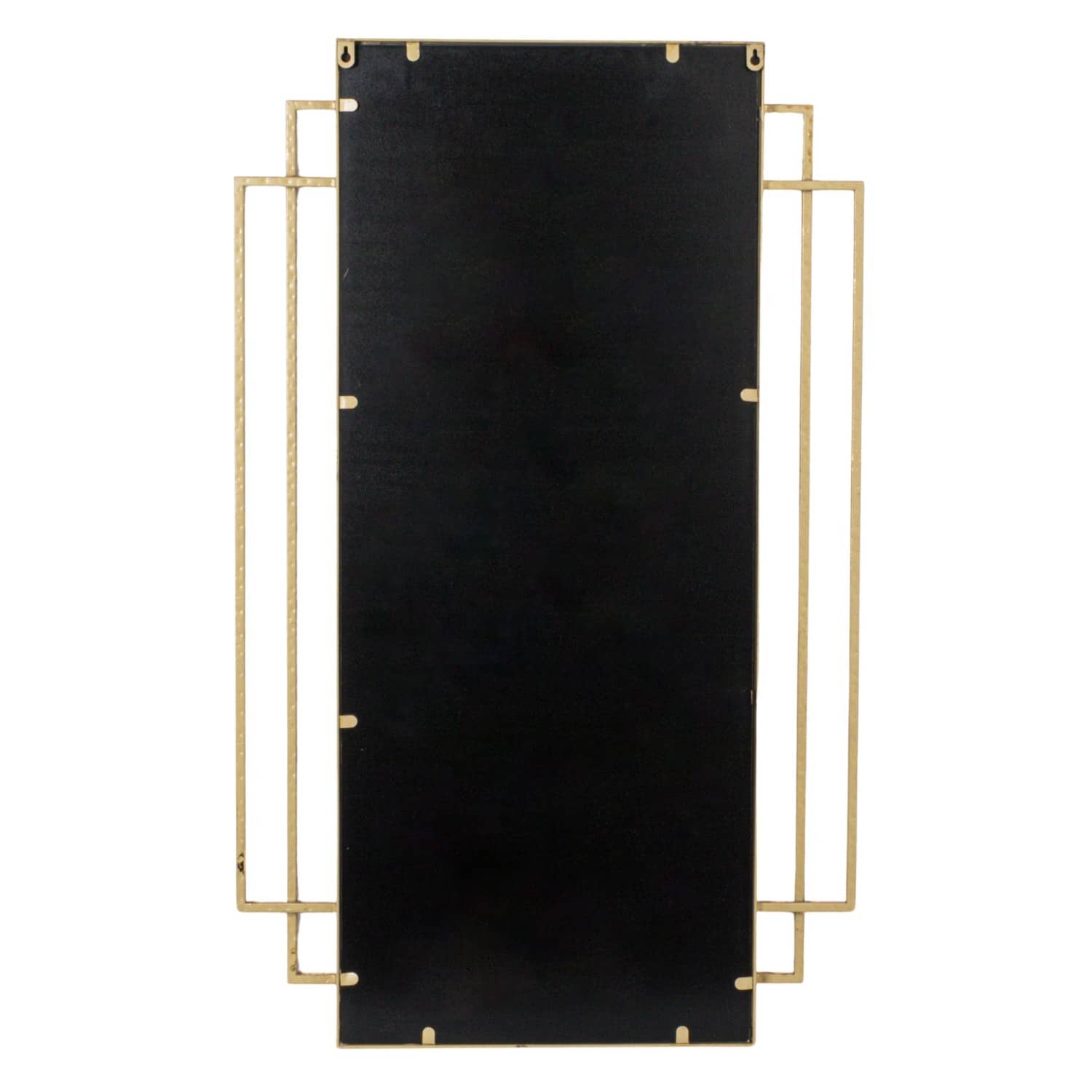Hello Honey&#xAE; 34.5&#x22; Gold Metal Wall Mirror with Reclaimed Wood Border