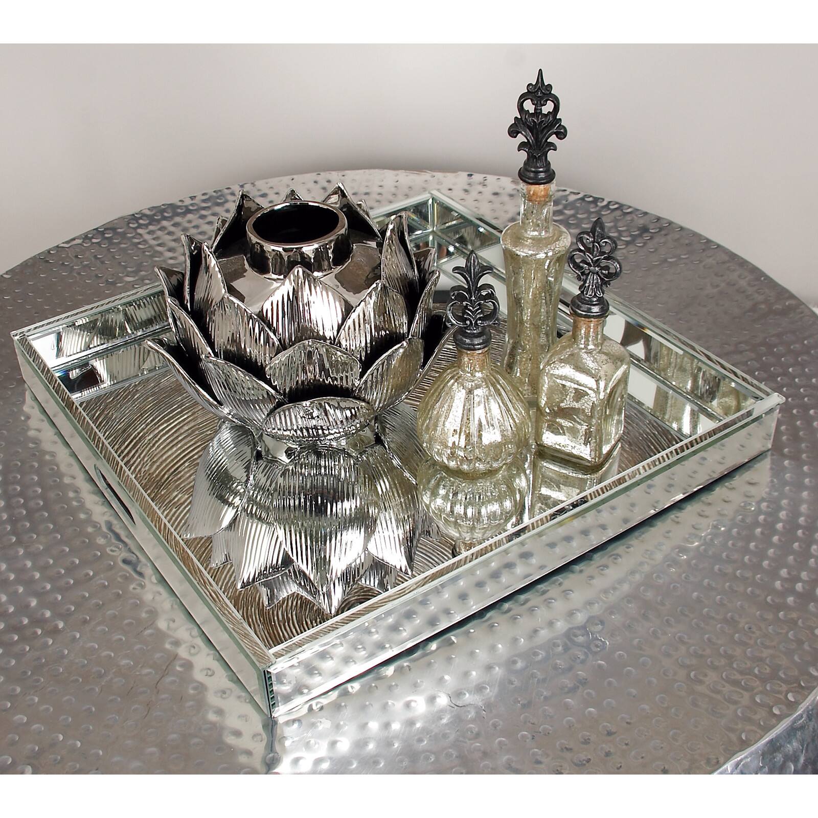 Silver Wood Glam Tray