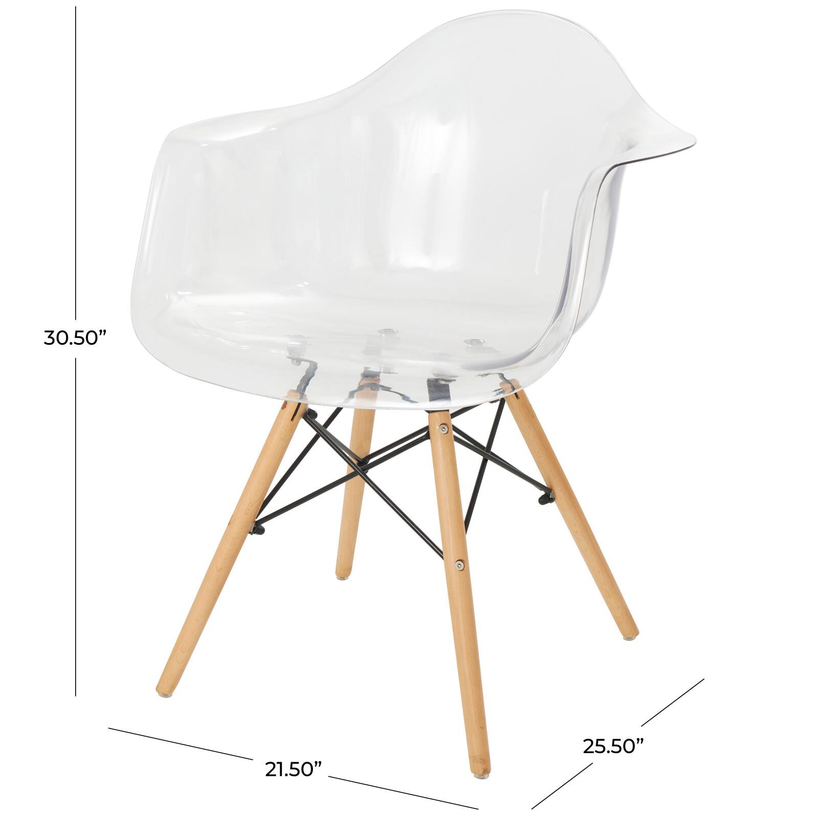 31" Clear Acrylic Mid Century Modern Eiffel Style Accent Chair with Wood Legs