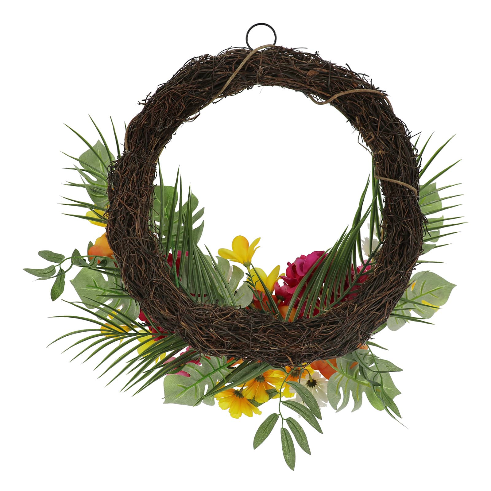 24&#x22; Pink, Orange &#x26; Yellow Mixed Tropical Flower Half Wreath by Ashland&#xAE;