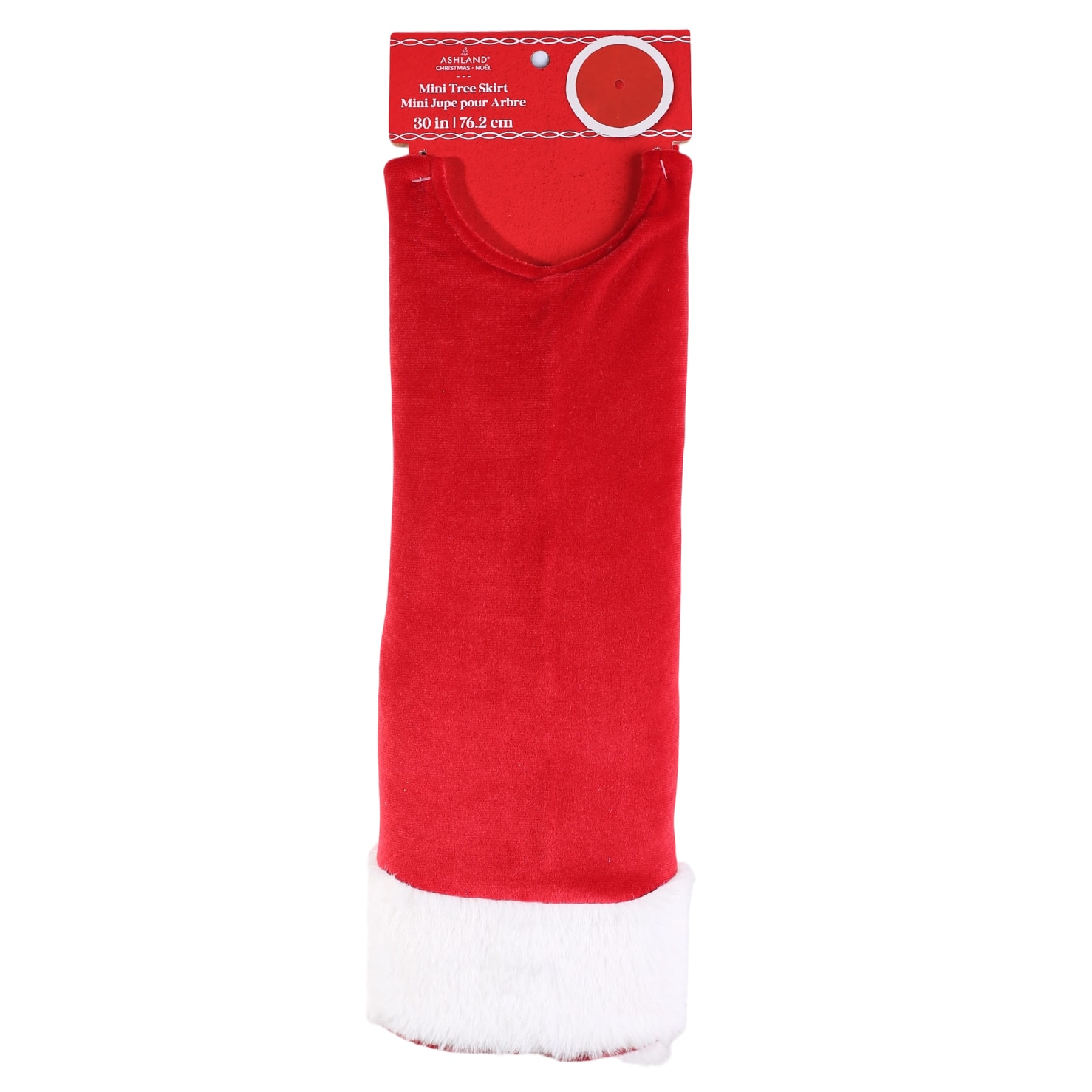 30&#x22; Red with White Faux Fur Mini Tree Skirt by Ashland&#xAE;